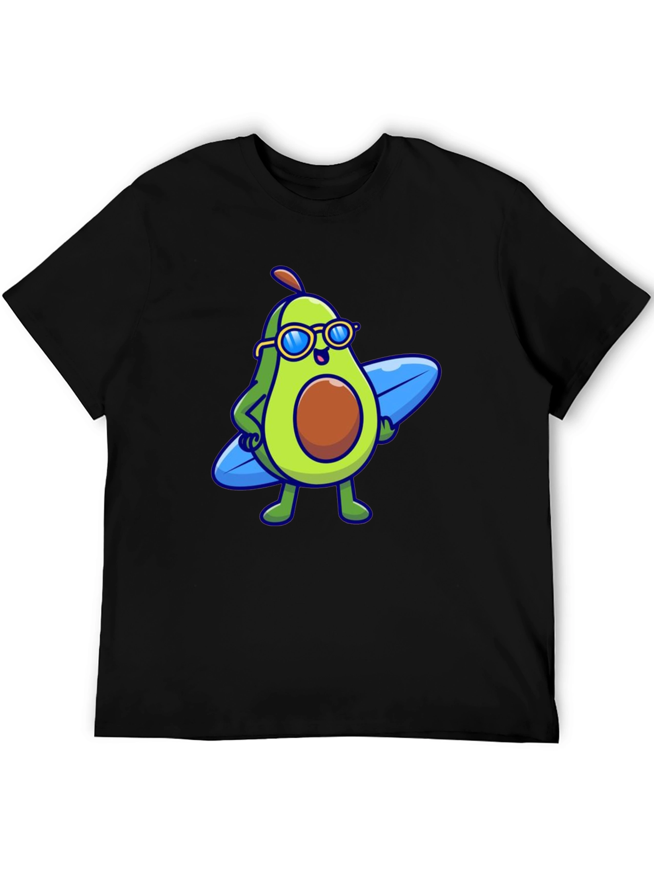 Cool Avocado Surfer Graphic Tee - Black