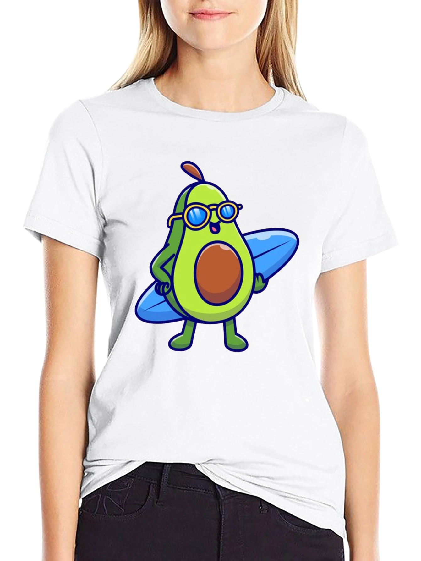 Cool Avocado Surfer Graphic Tee - Black