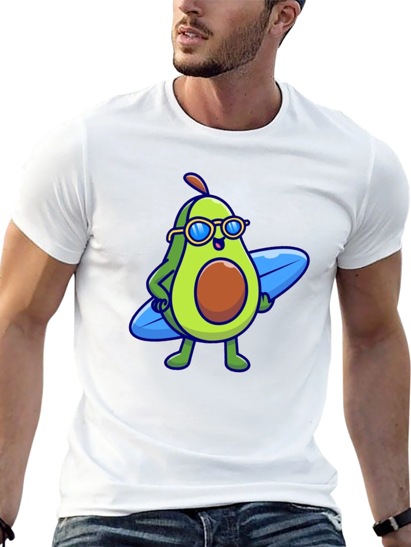 Cool Avocado Surfer Graphic Tee - Black