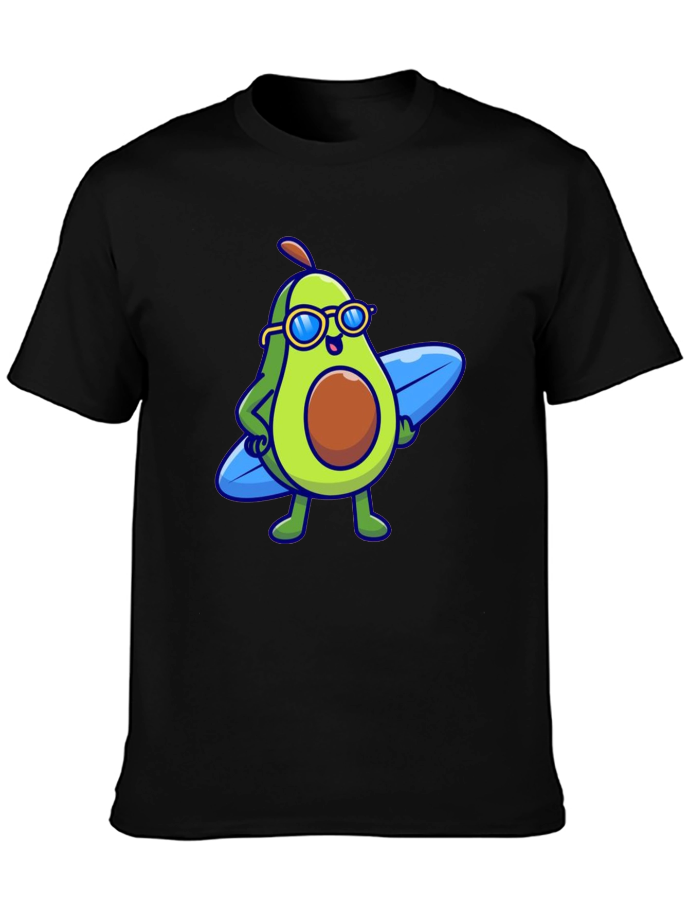 Cool Avocado Surfer Graphic Tee - Black