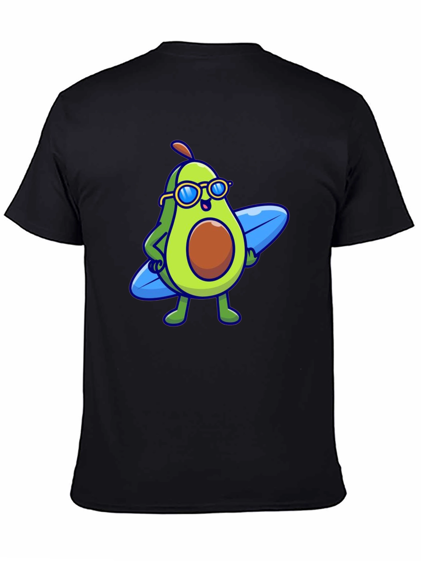Cool Avocado Surfer Graphic Tee - Black
