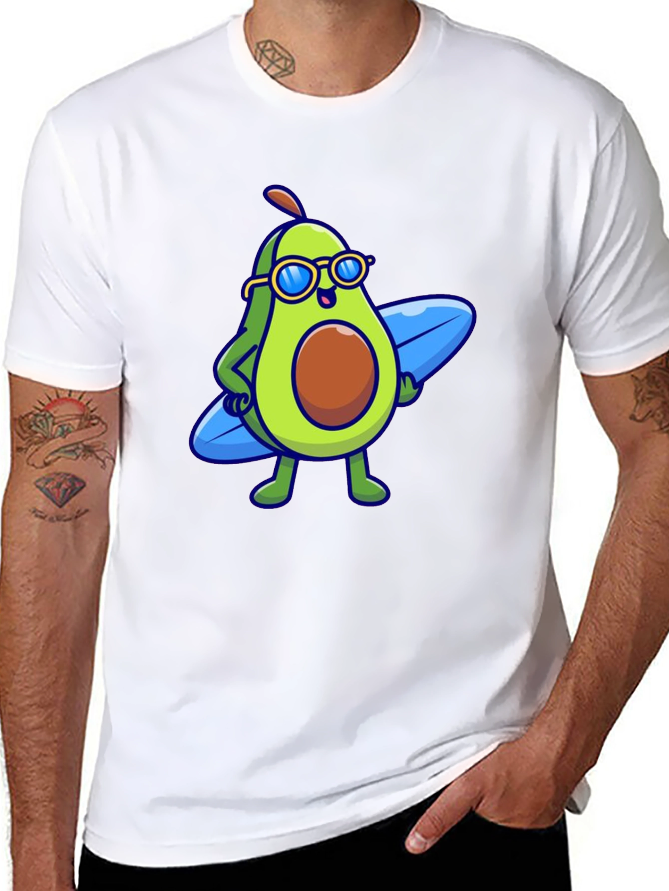Cool Avocado Surfer Graphic Tee - Black