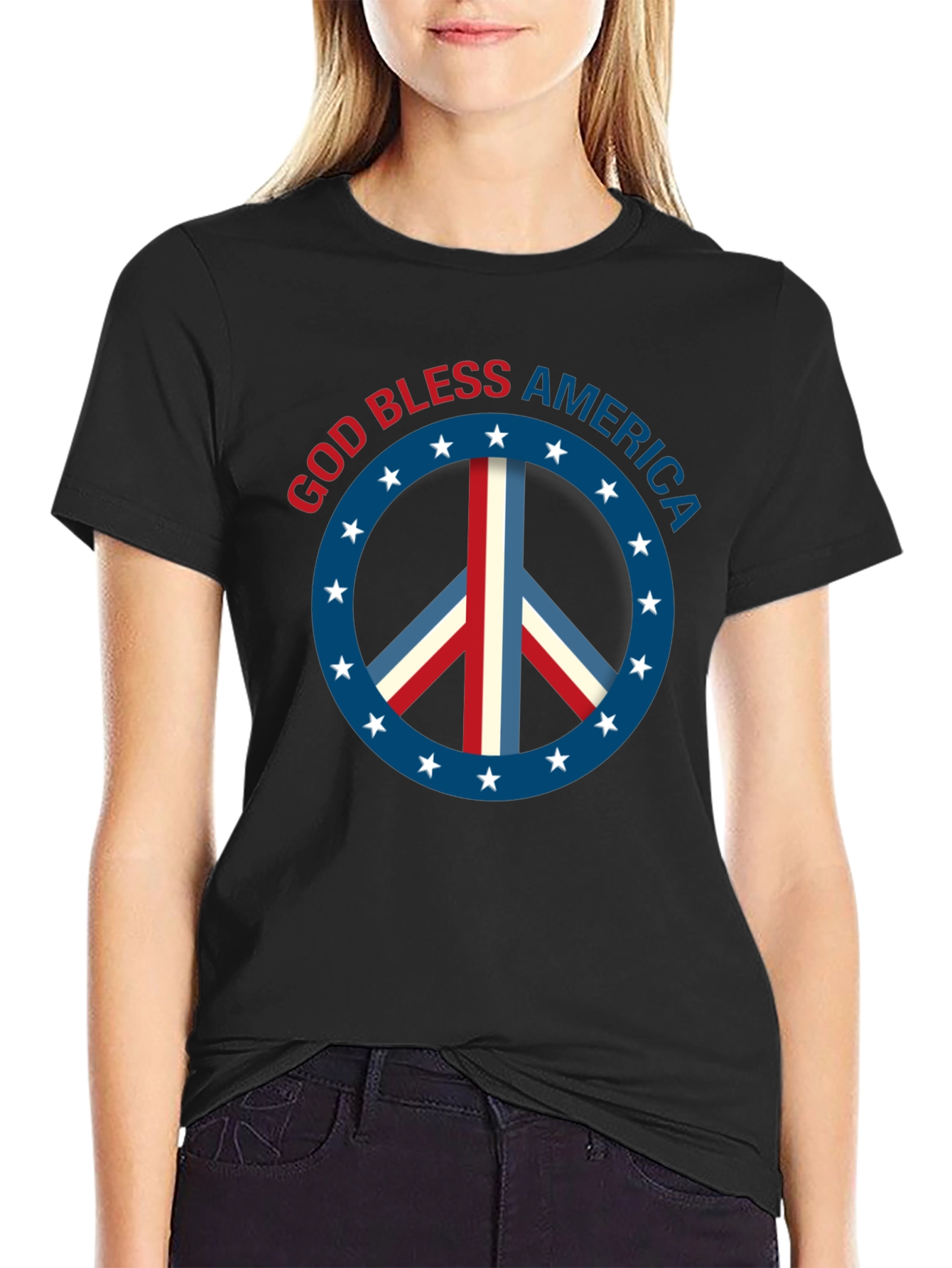 God Bless America Patriotic Peace Sign T-Shirt