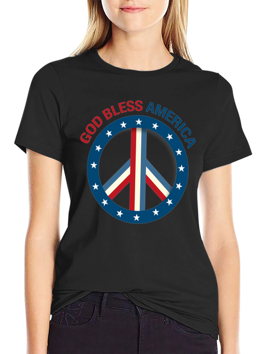 God Bless America Patriotic Peace Sign T-Shirt