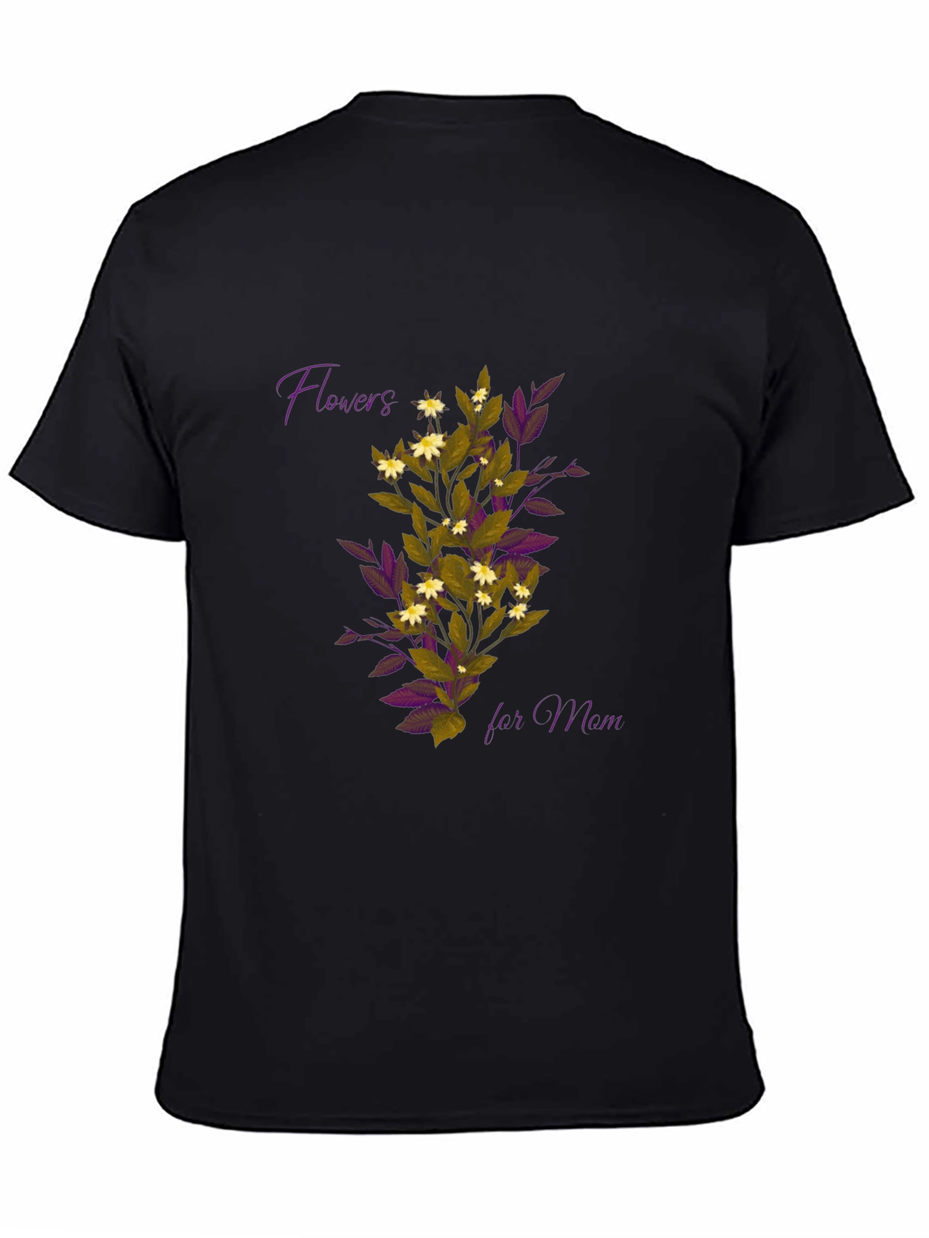 Floral Flowers for Mom Black T-Shirt