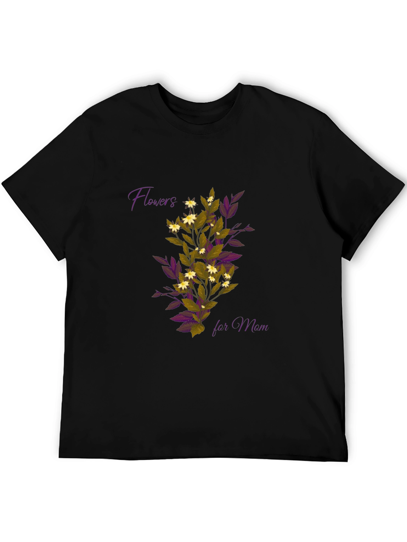 Floral Flowers for Mom Black T-Shirt
