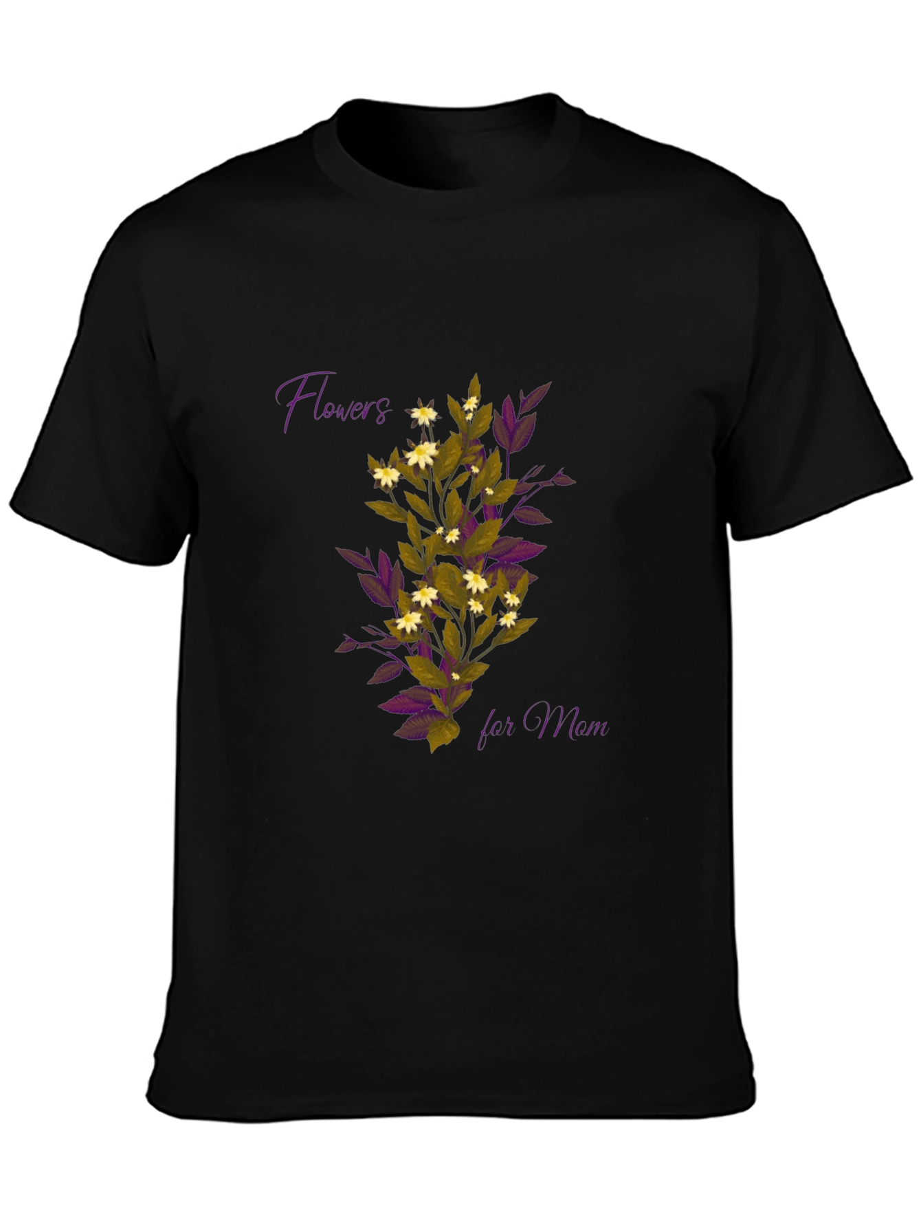 Floral Flowers for Mom Black T-Shirt