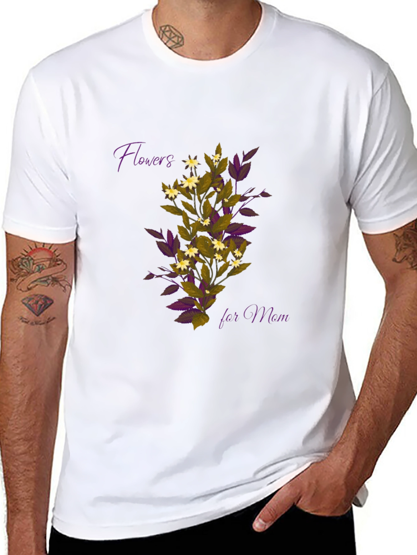 Floral Flowers for Mom Black T-Shirt