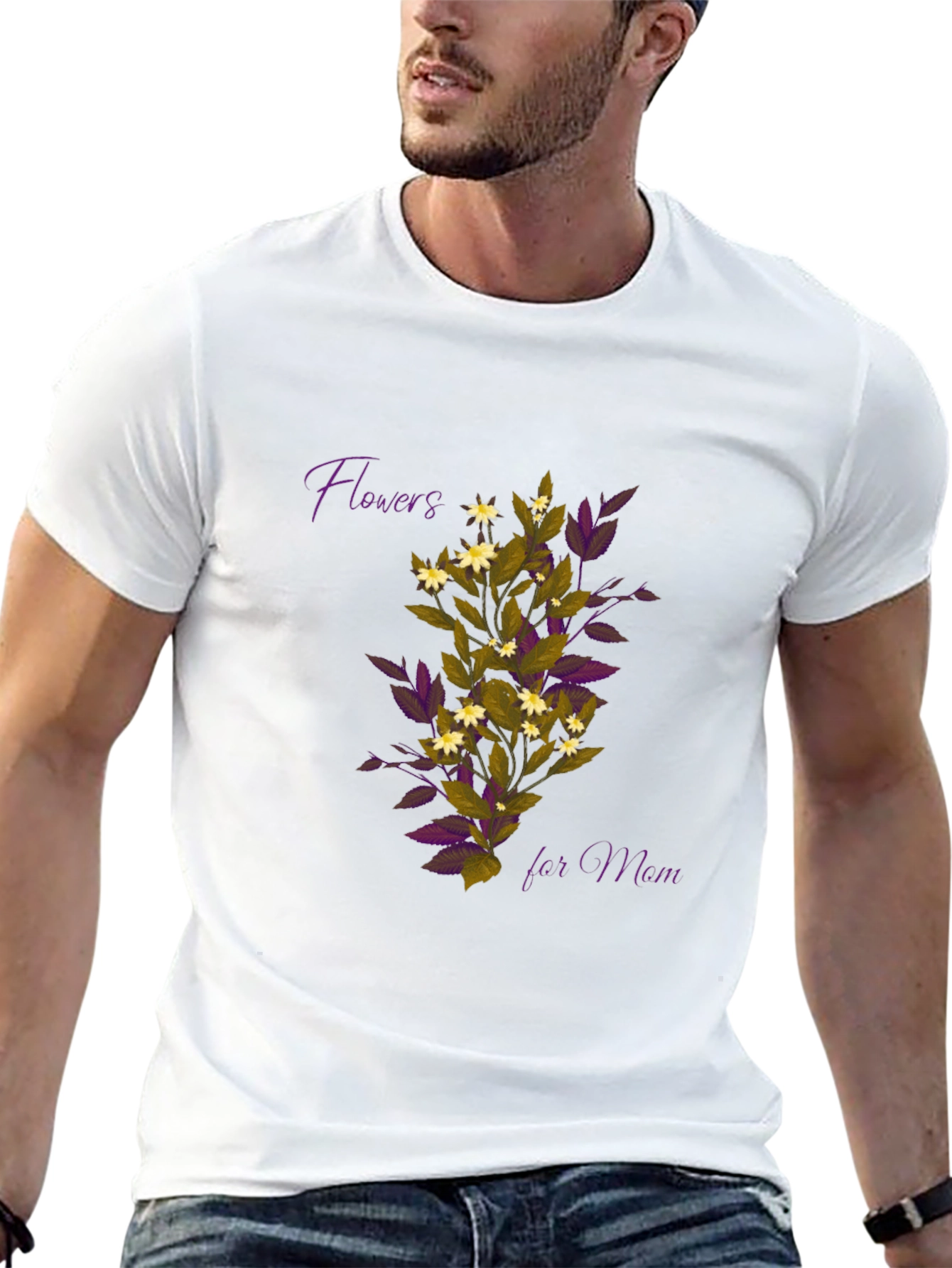 Floral Flowers for Mom Black T-Shirt