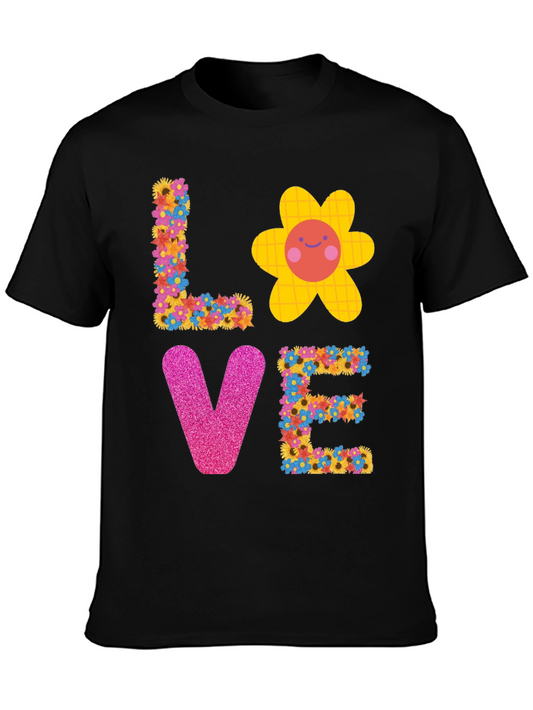 Floral LOVE Graphic Tee - Trendy Unisex T-Shirt