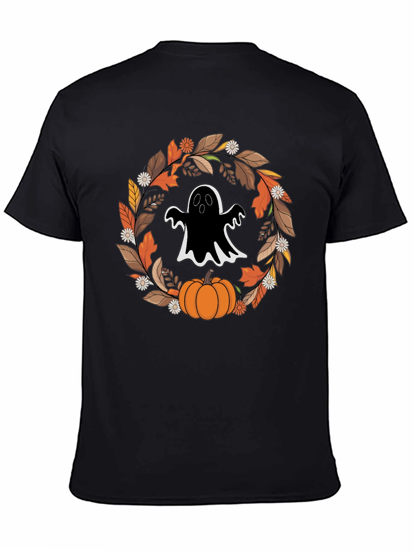 Ghost & Pumpkin Halloween Wreath T-Shirt