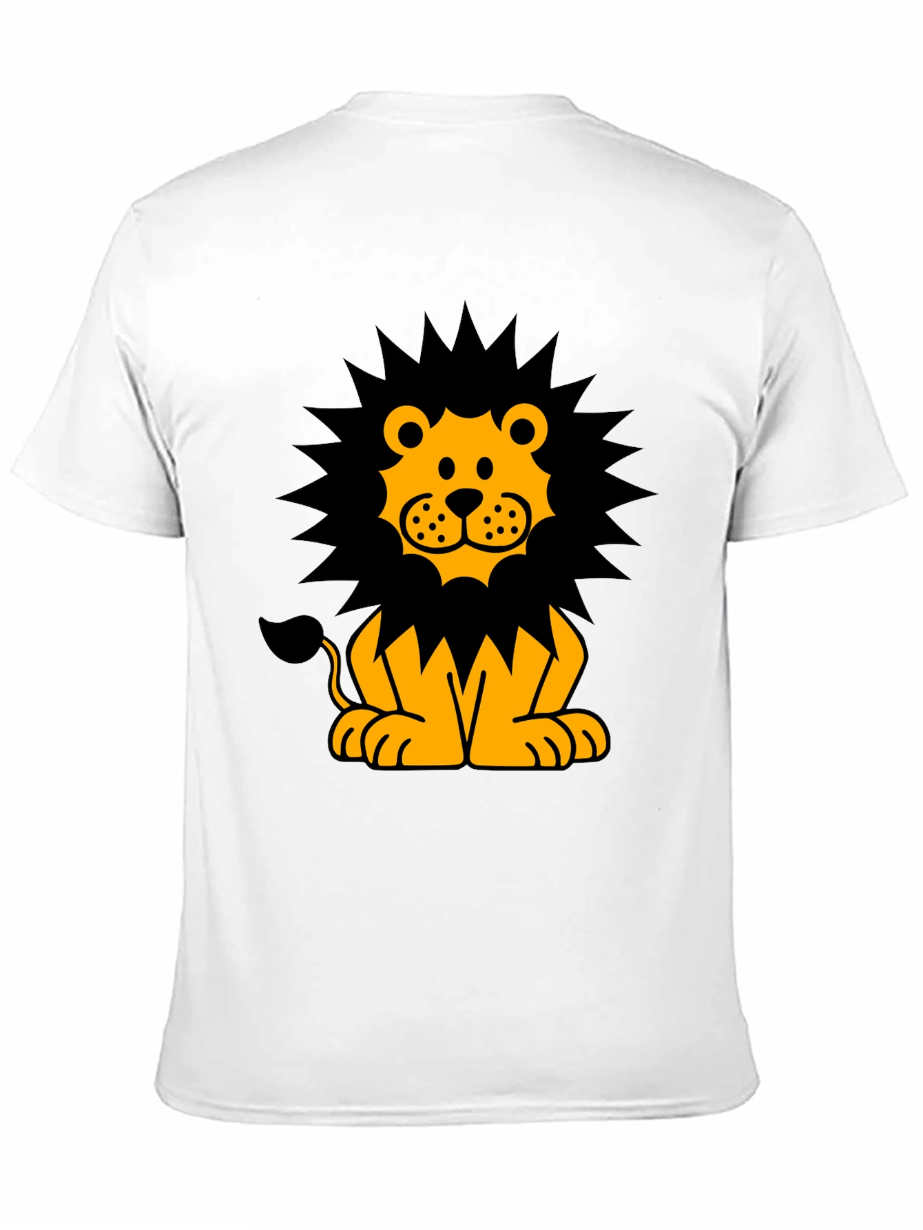 Cartoon Lion Graphic T-Shirt - Black
