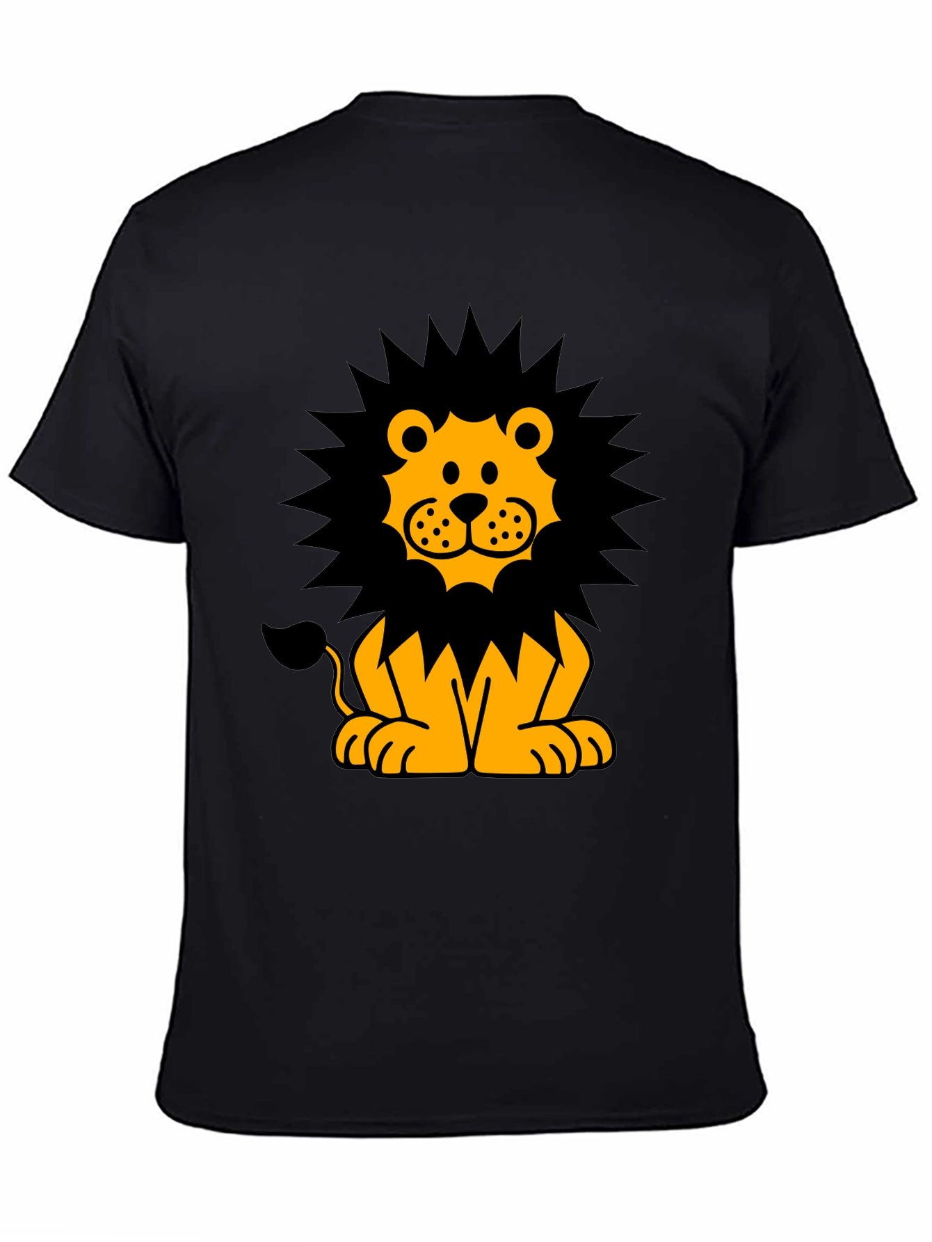 Cartoon Lion Graphic T-Shirt - Black