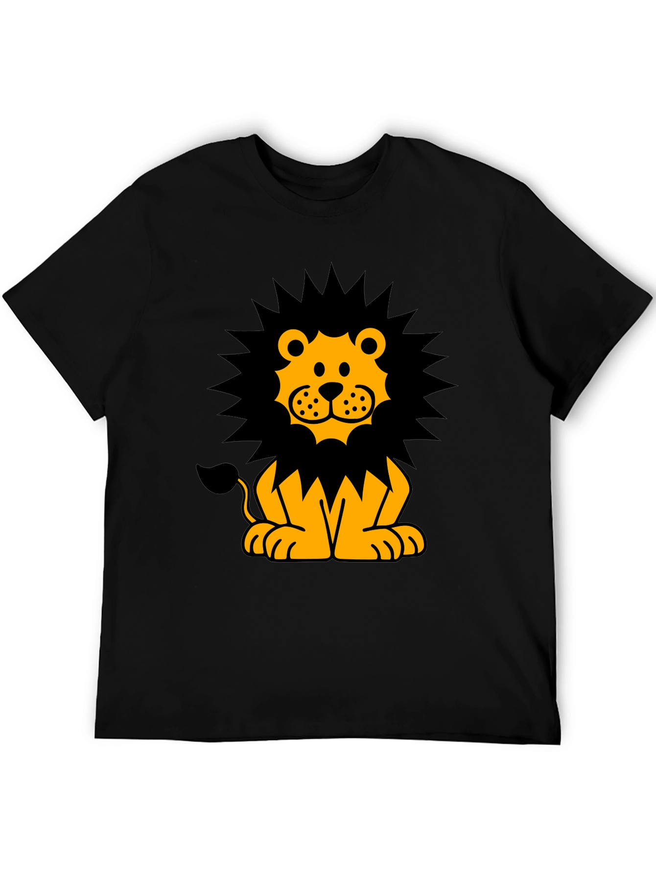 Cartoon Lion Graphic T-Shirt - Black