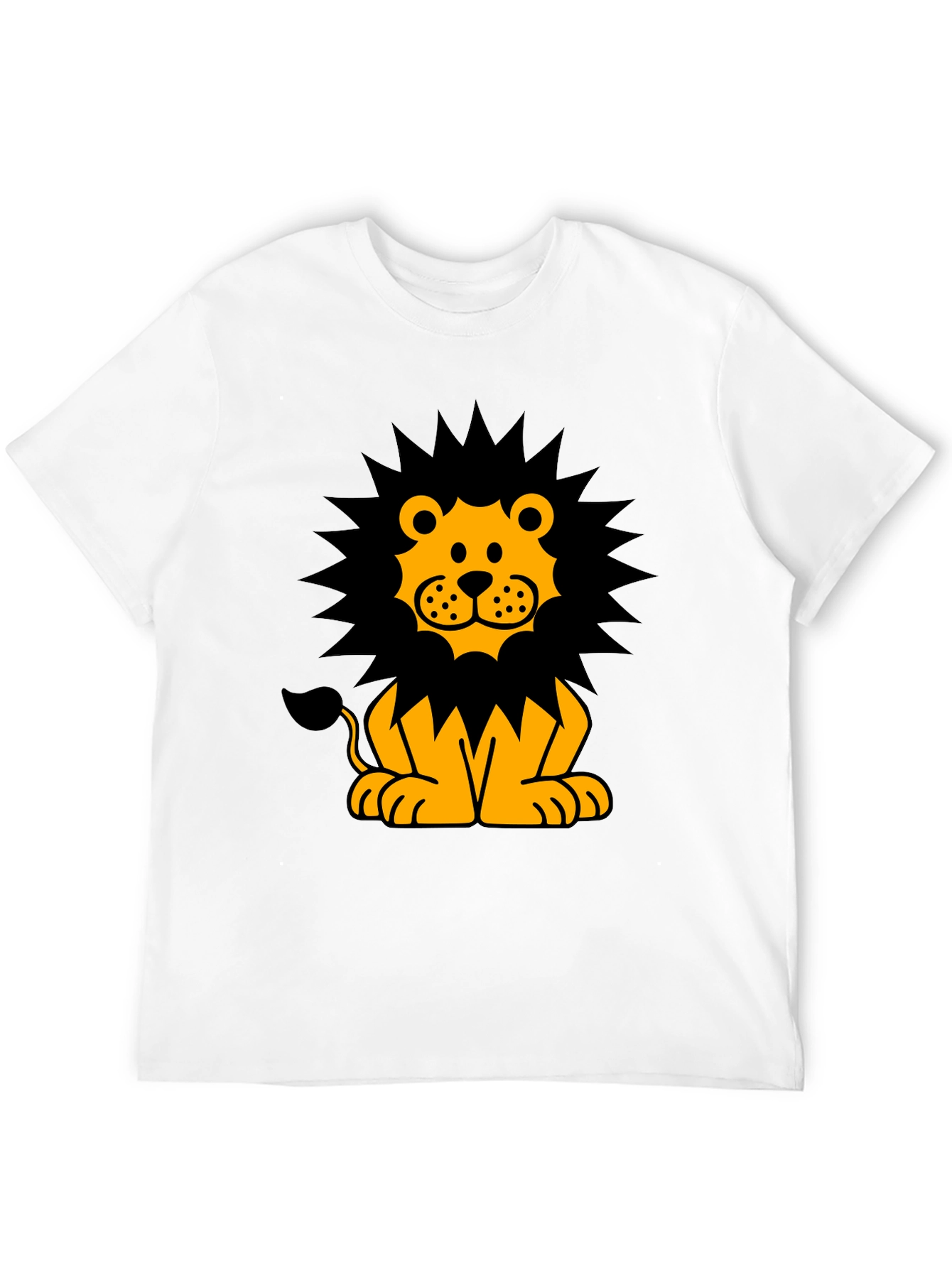 Cartoon Lion Graphic T-Shirt - Black