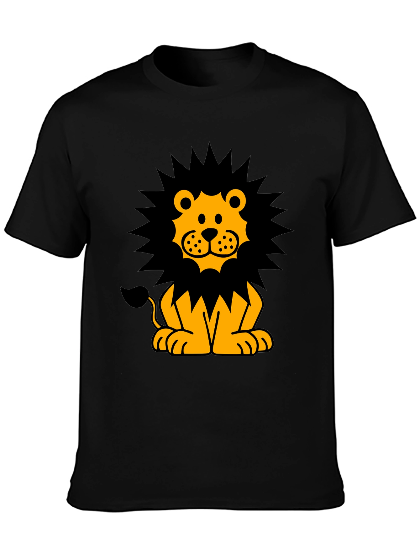 Cartoon Lion Graphic T-Shirt - Black