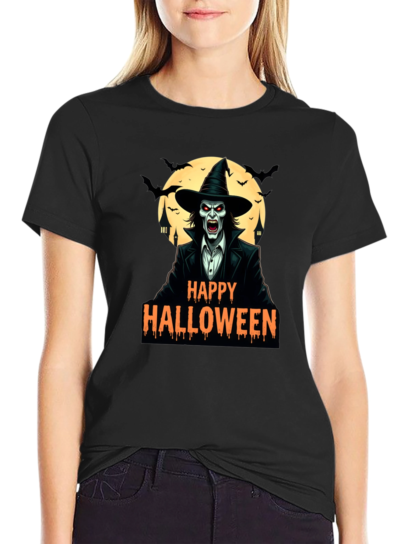 Happy Halloween T-Shirt - Spooky Witch Design
