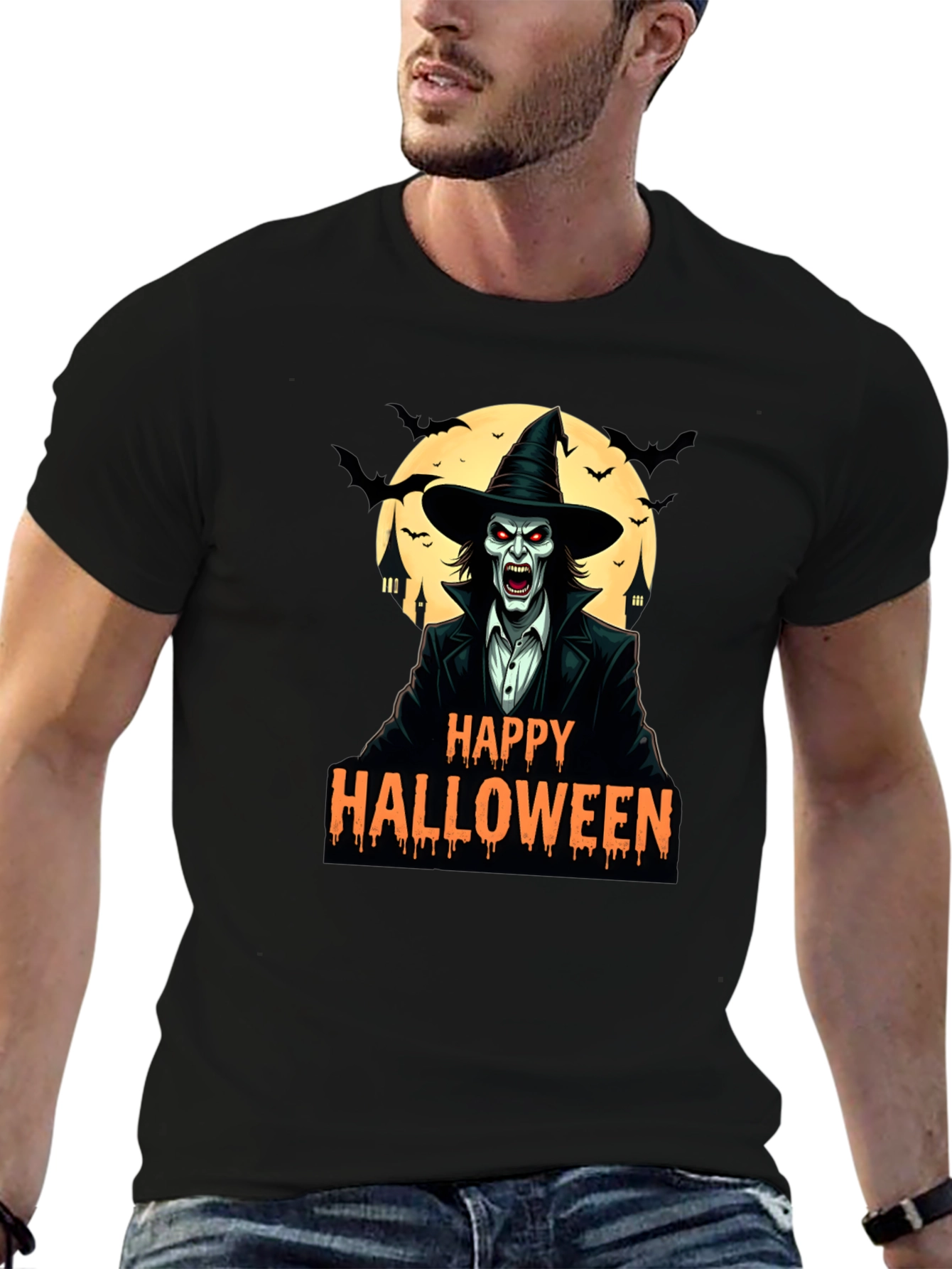 Happy Halloween T-Shirt - Spooky Witch Design