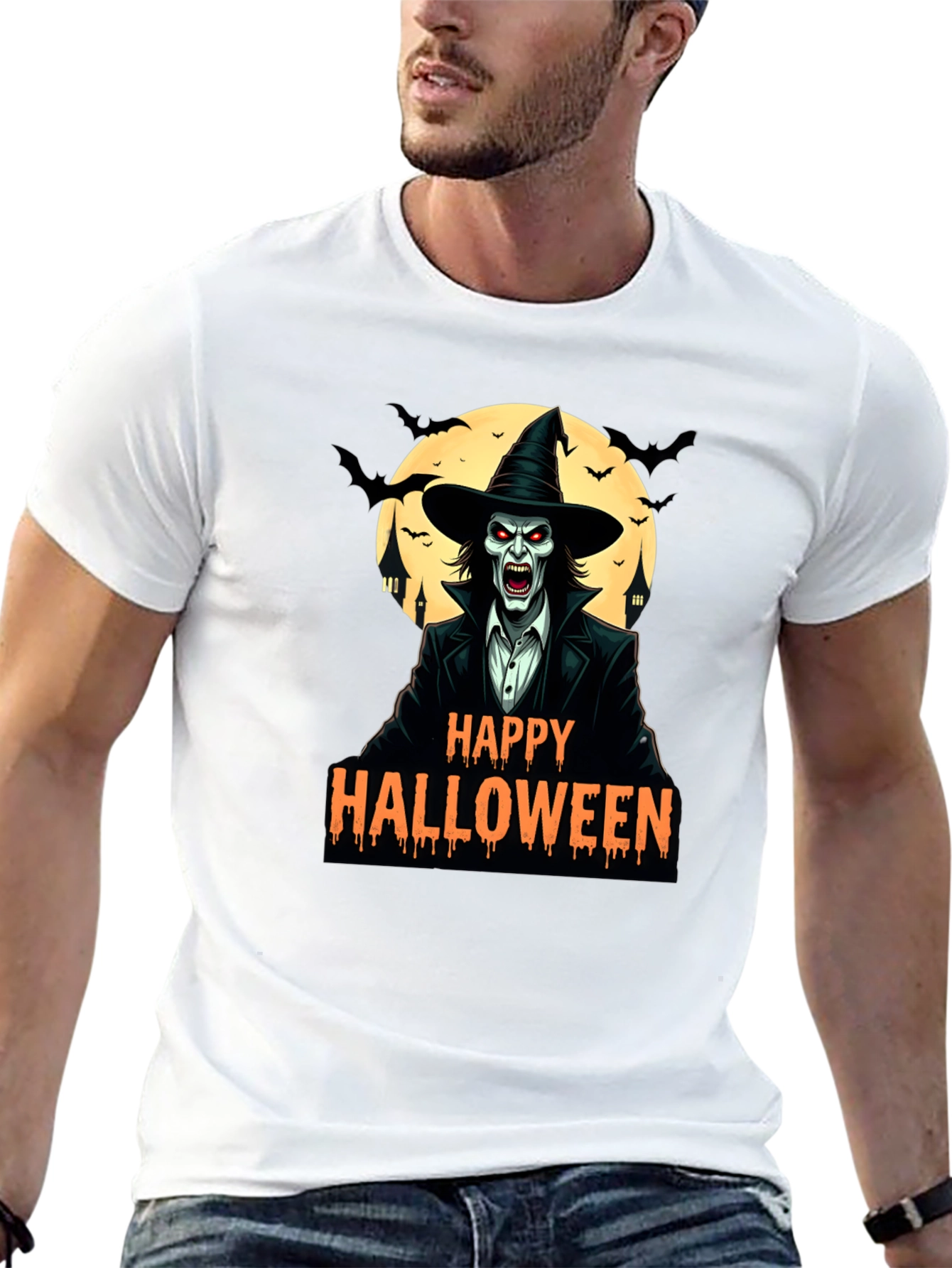 Happy Halloween T-Shirt - Spooky Witch Design