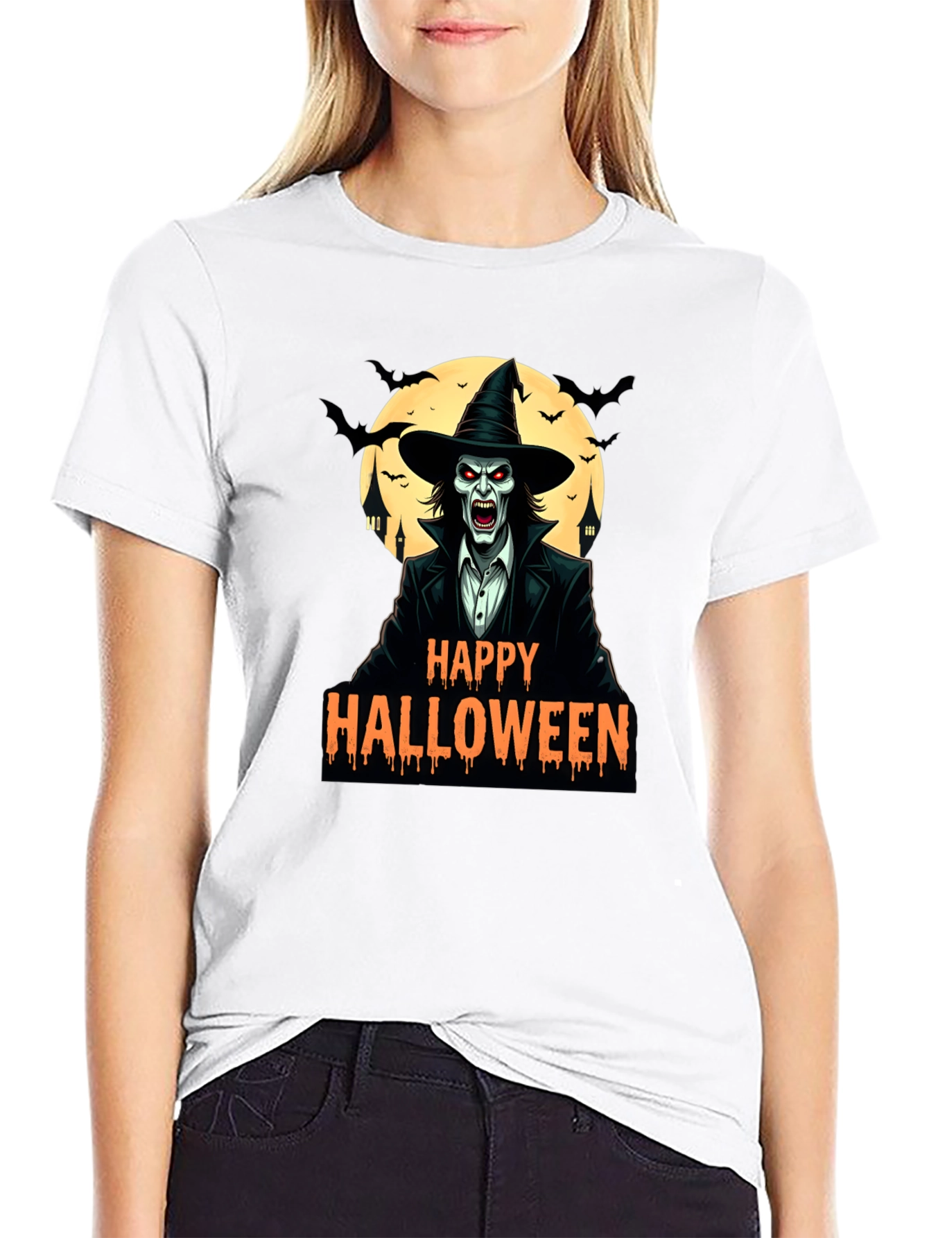 Happy Halloween T-Shirt - Spooky Witch Design