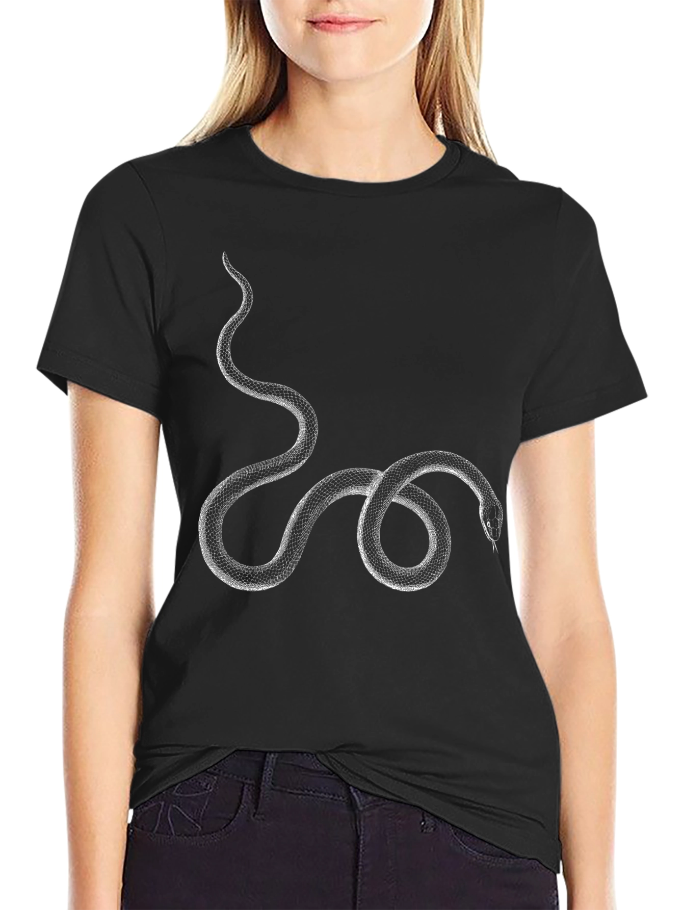 Black T-Shirt with Snake Graphic