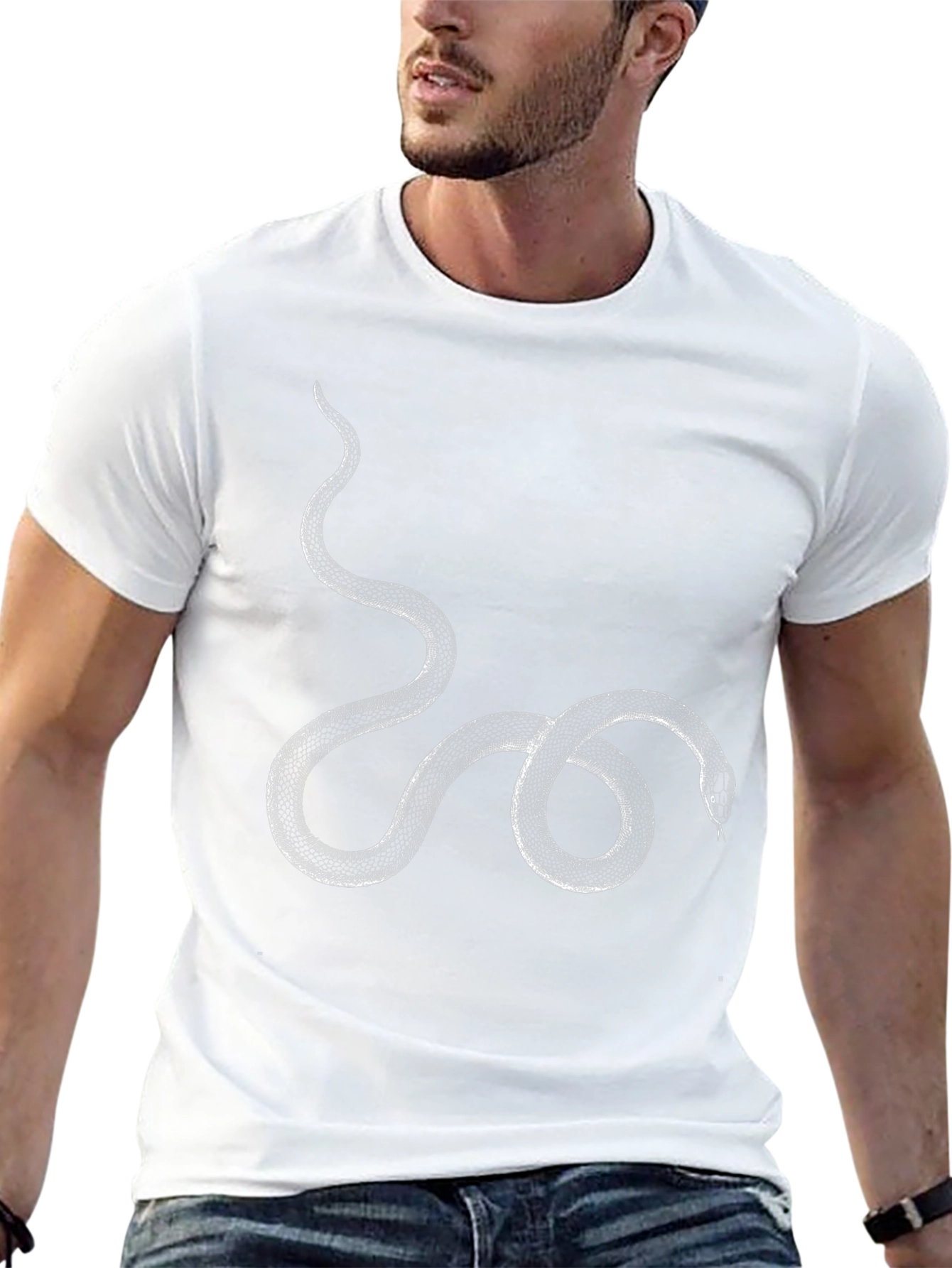 Black T-Shirt with Snake Graphic