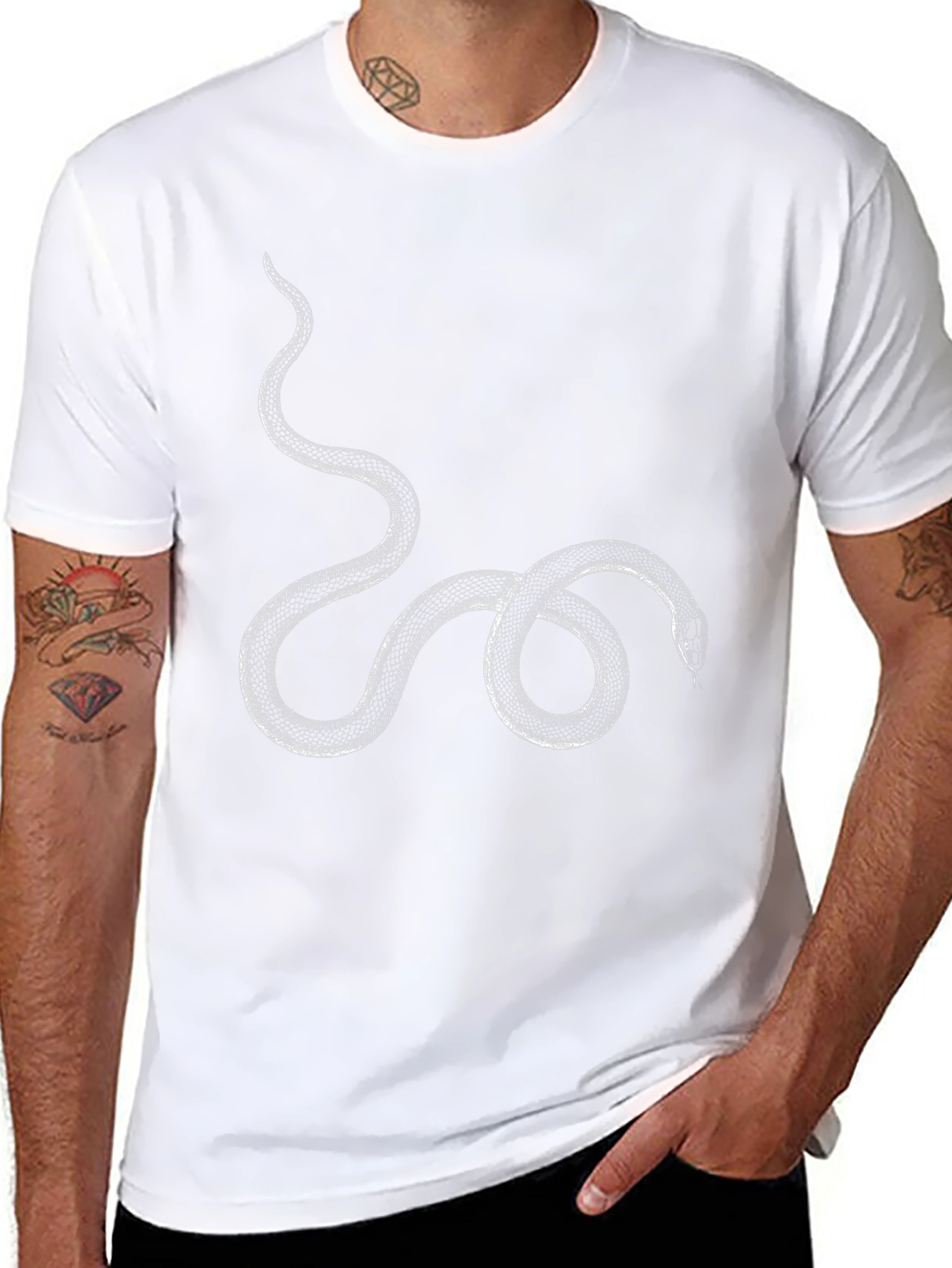 Black T-Shirt with Snake Graphic