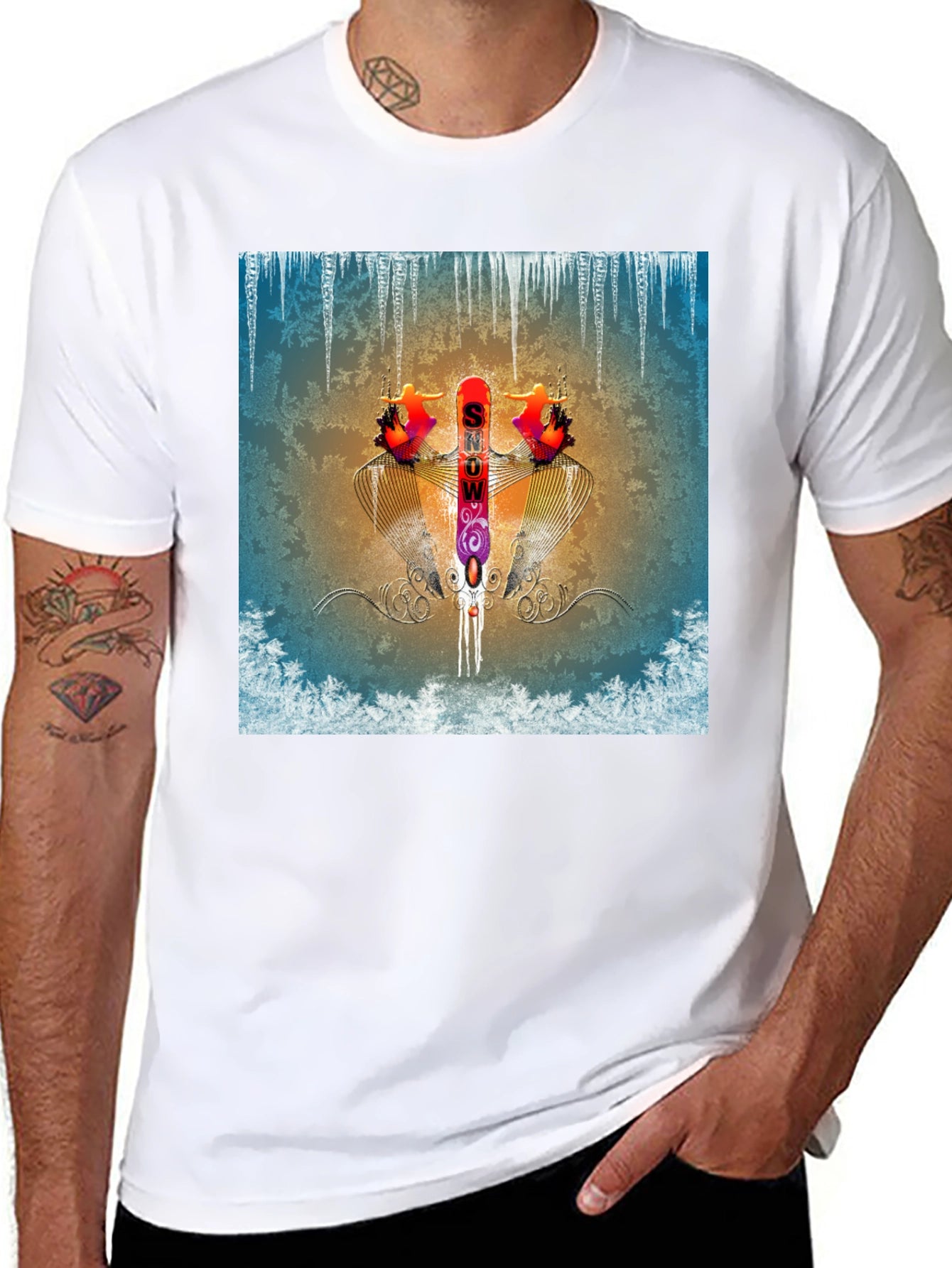 Abstract Graphic Print Tee - Winter Snow