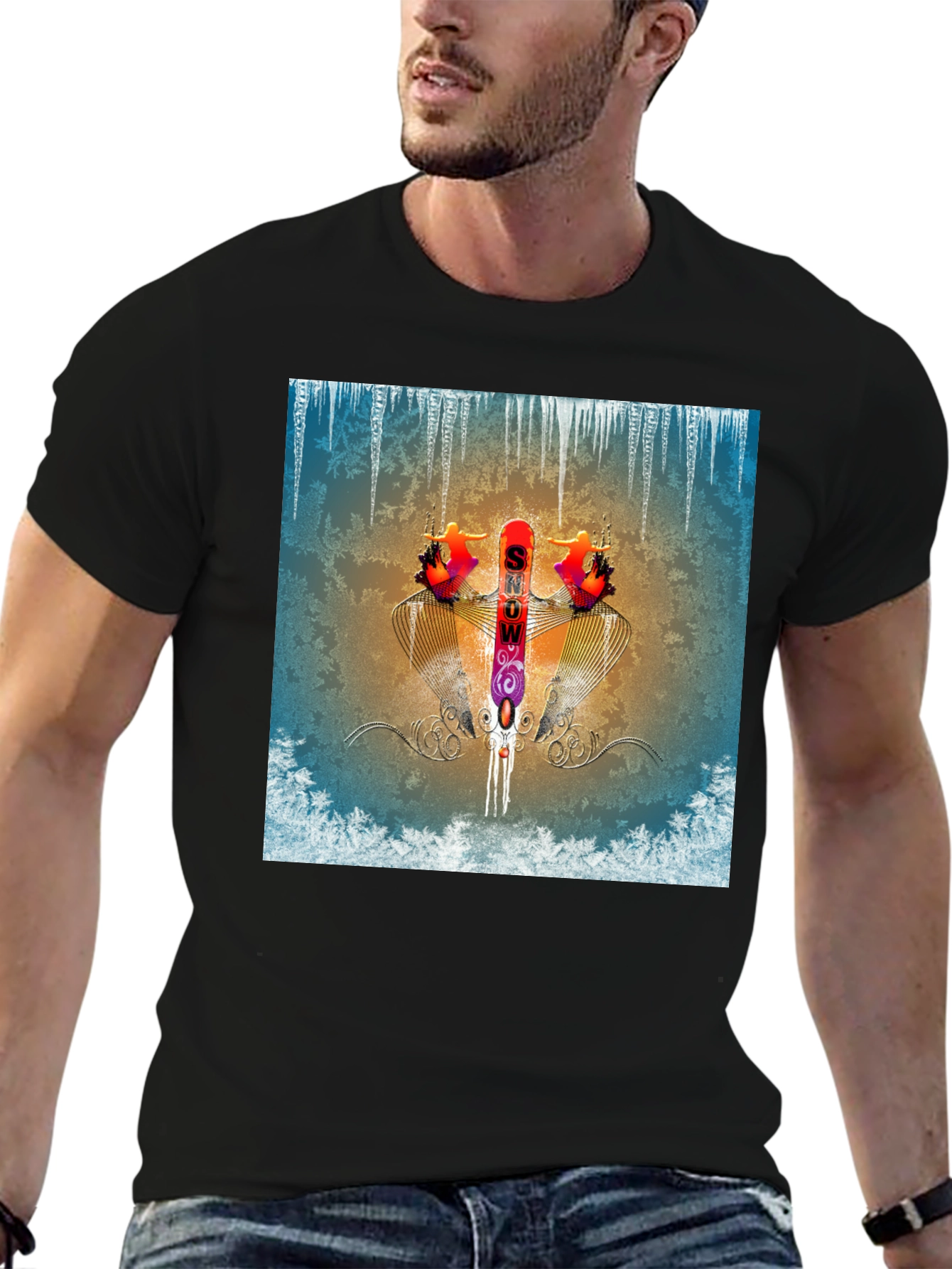 Abstract Graphic Print Tee - Winter Snow