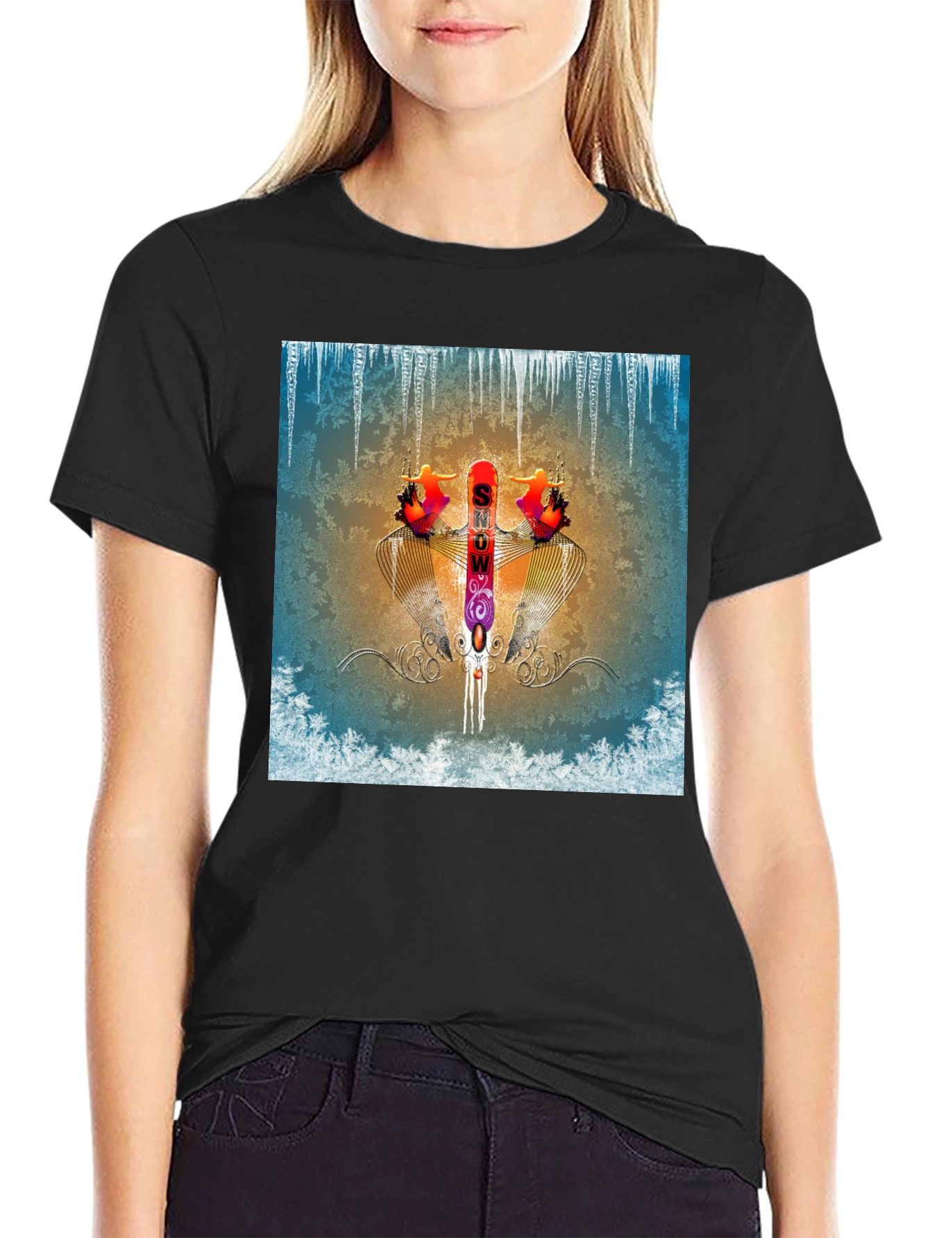 Abstract Graphic Print Tee - Winter Snow