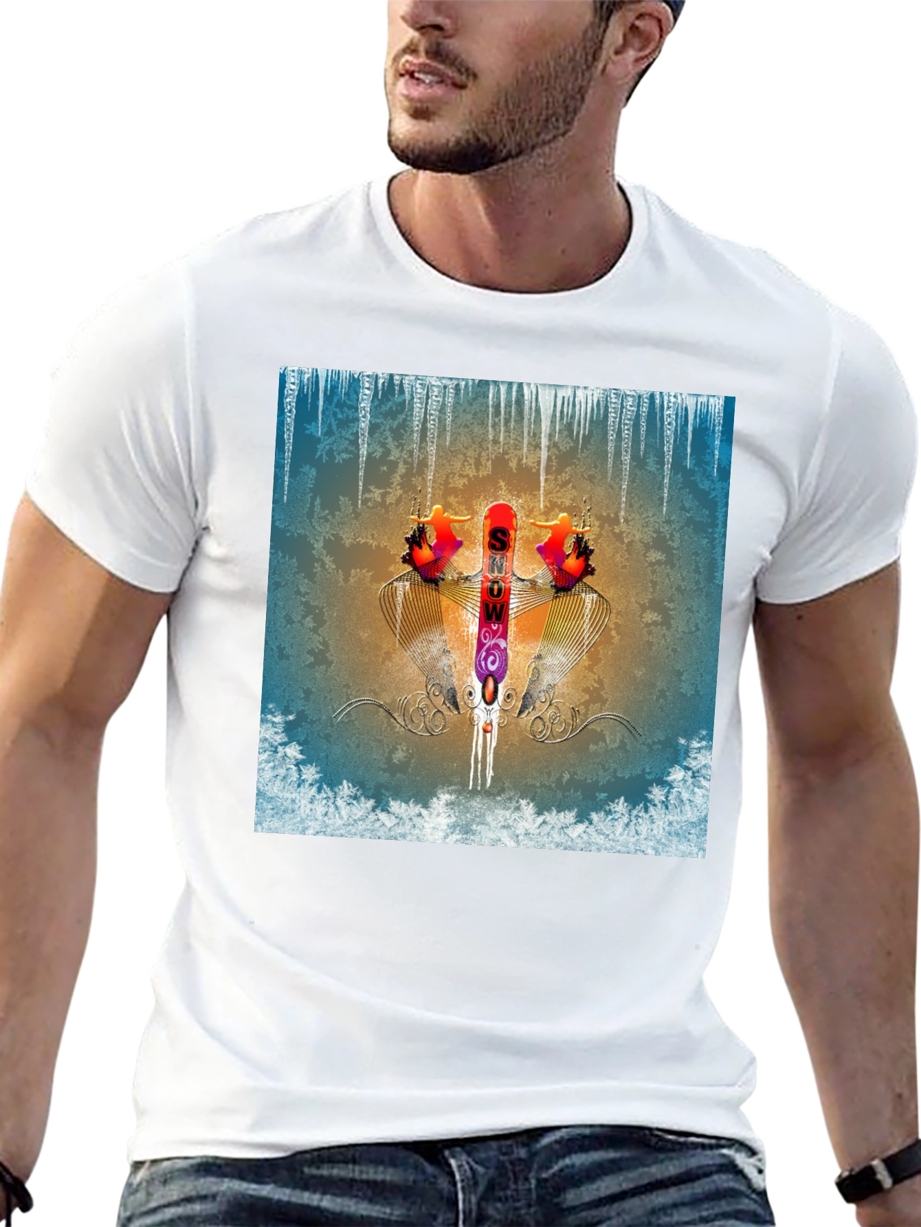 Abstract Graphic Print Tee - Winter Snow