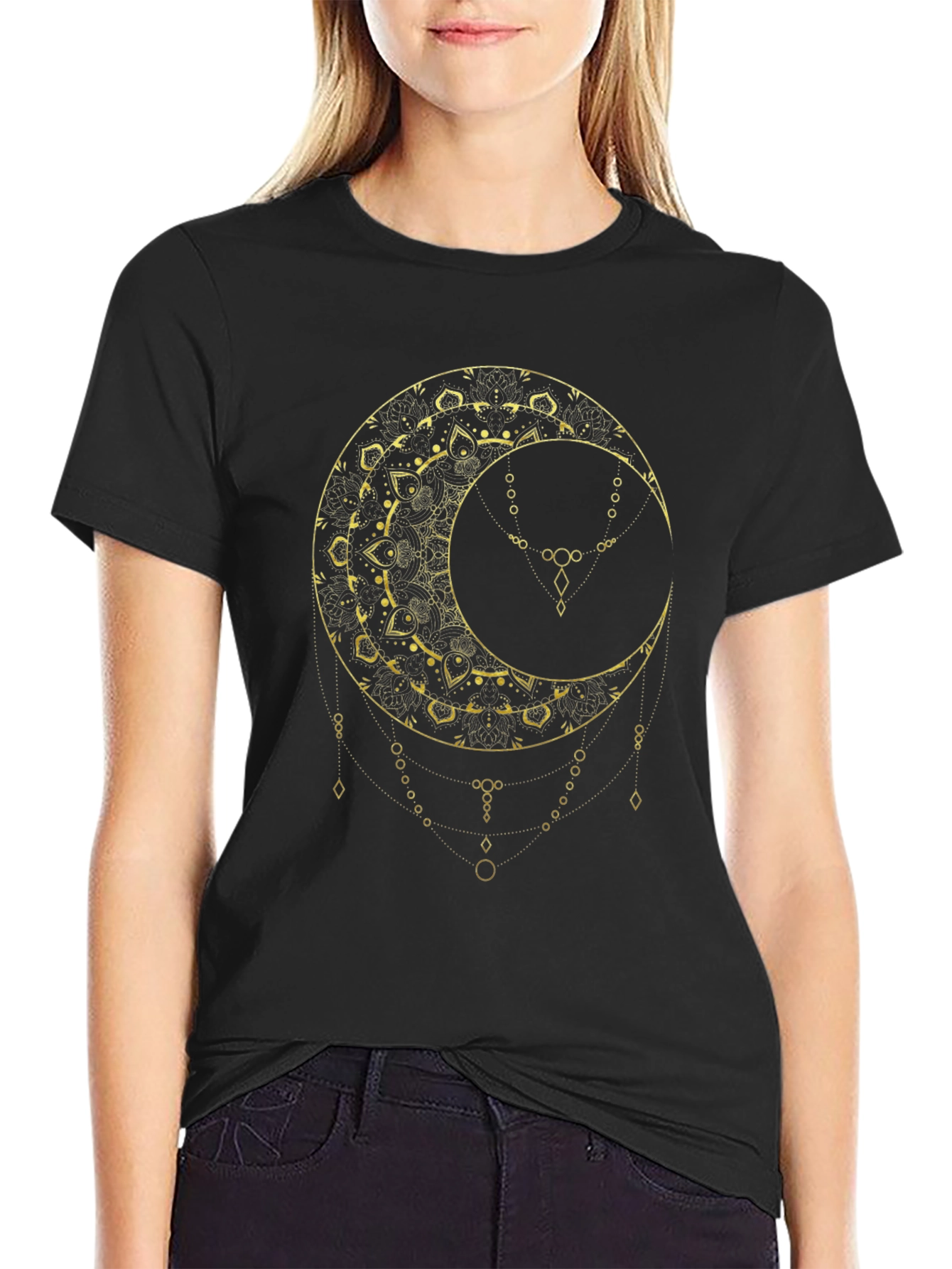 Celestial Moon Graphic Tee - Stylish Black T-Shirt
