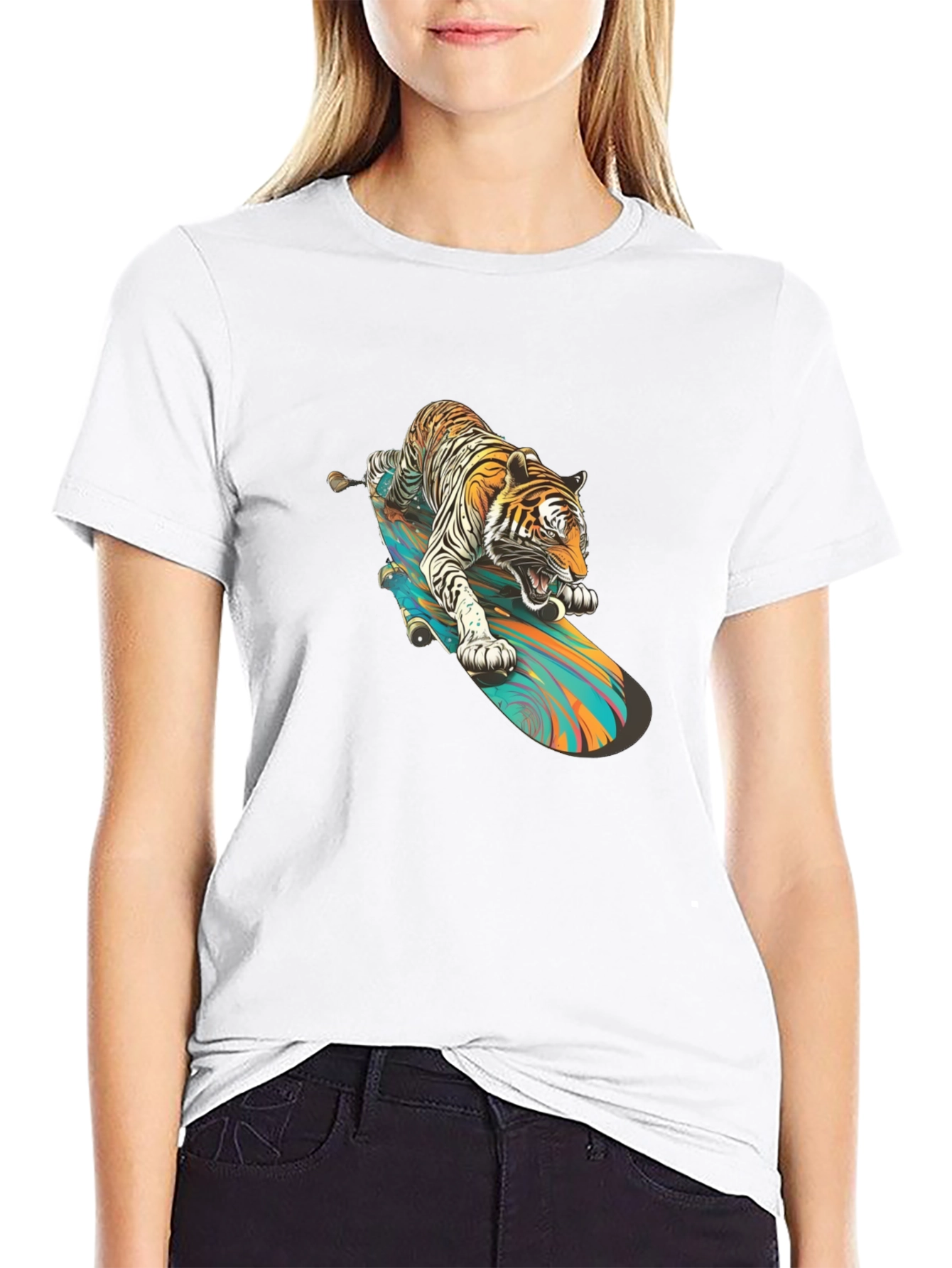 Tiger Skateboard T-Shirt - Cool Graphic Tee