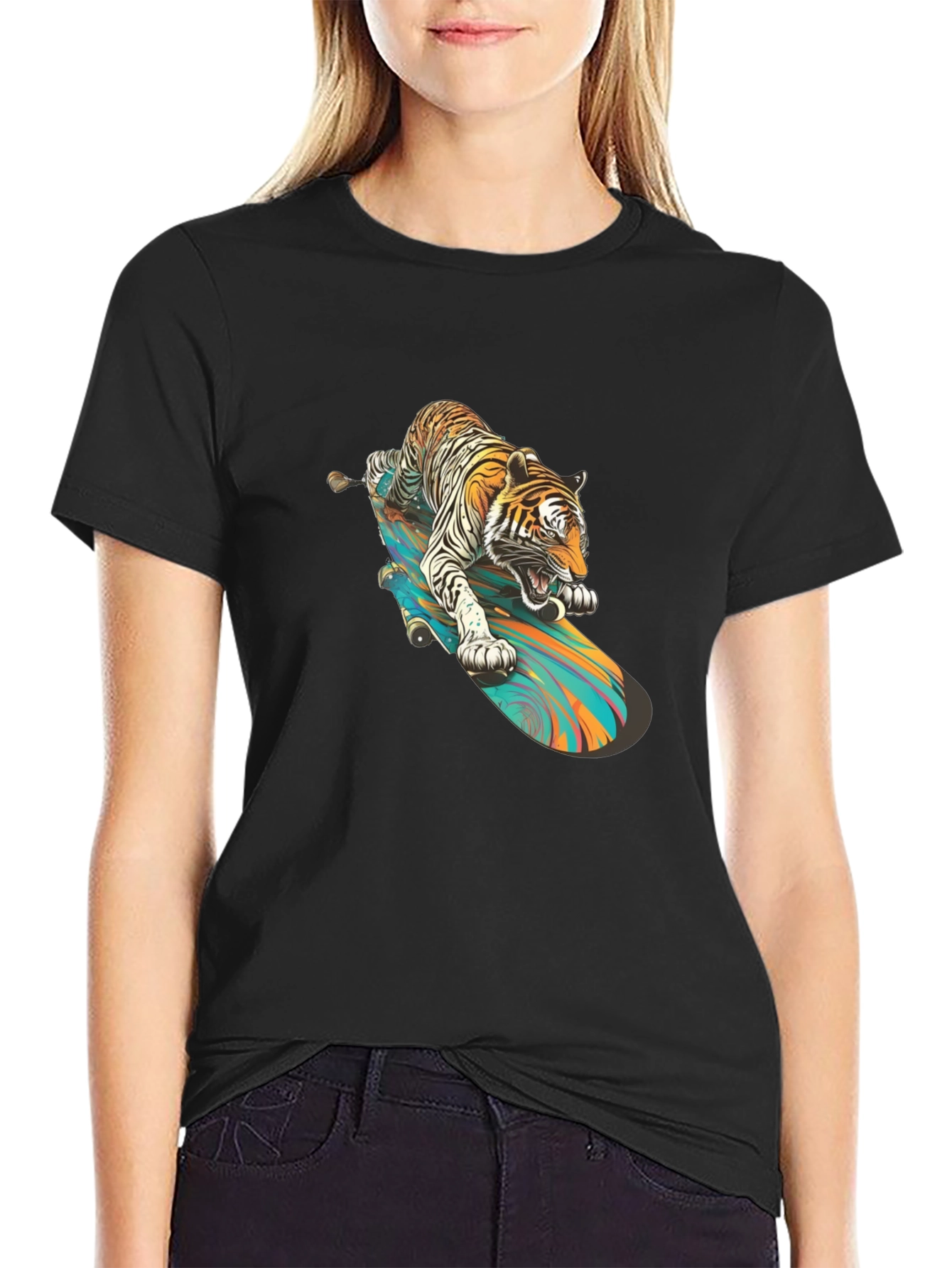 Tiger Skateboard T-Shirt - Cool Graphic Tee
