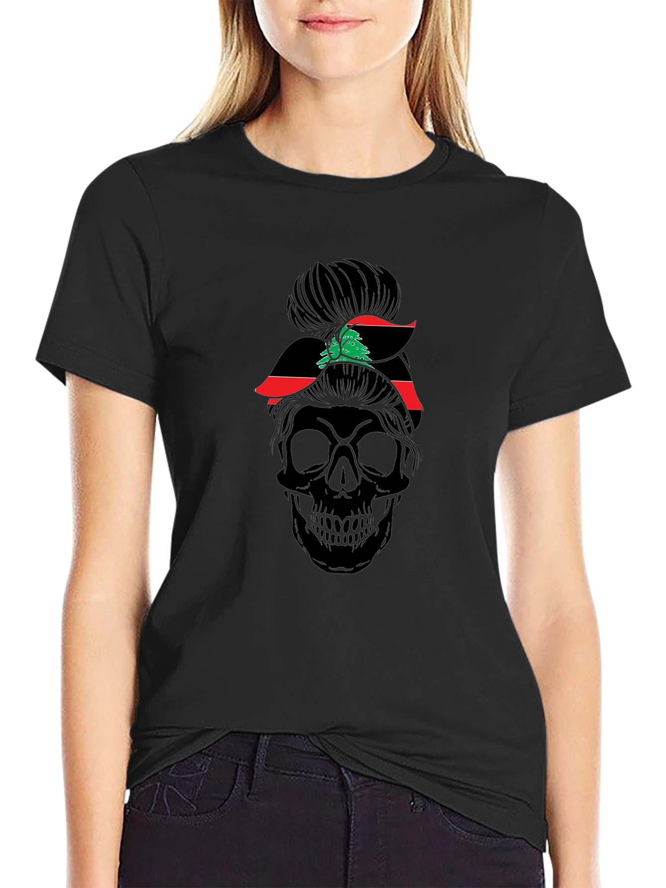Skull Messy Bun T-Shirt