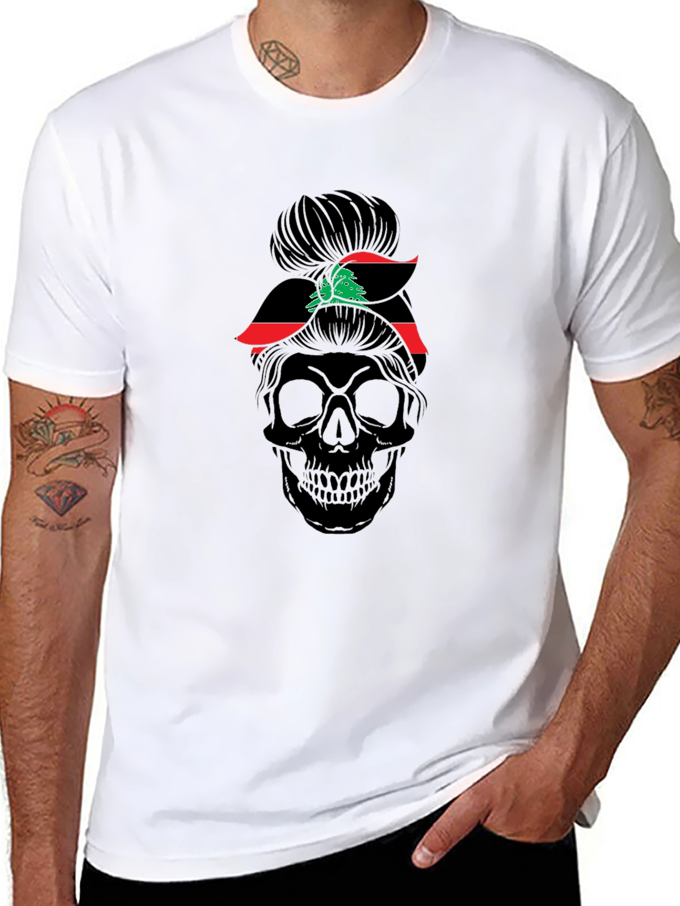 Skull Messy Bun T-Shirt
