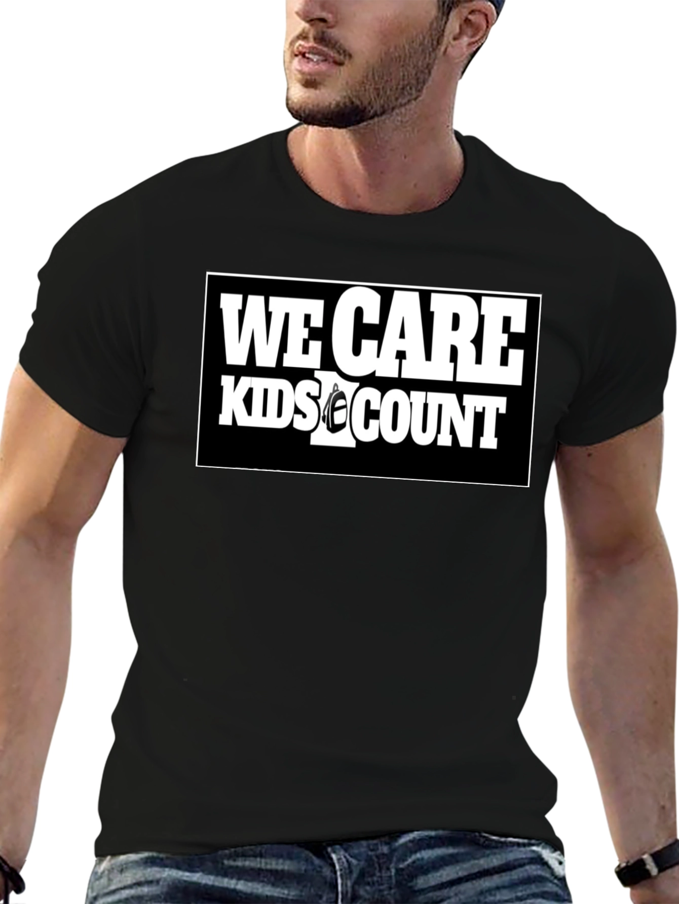 We Care Kids Count Black T-Shirt