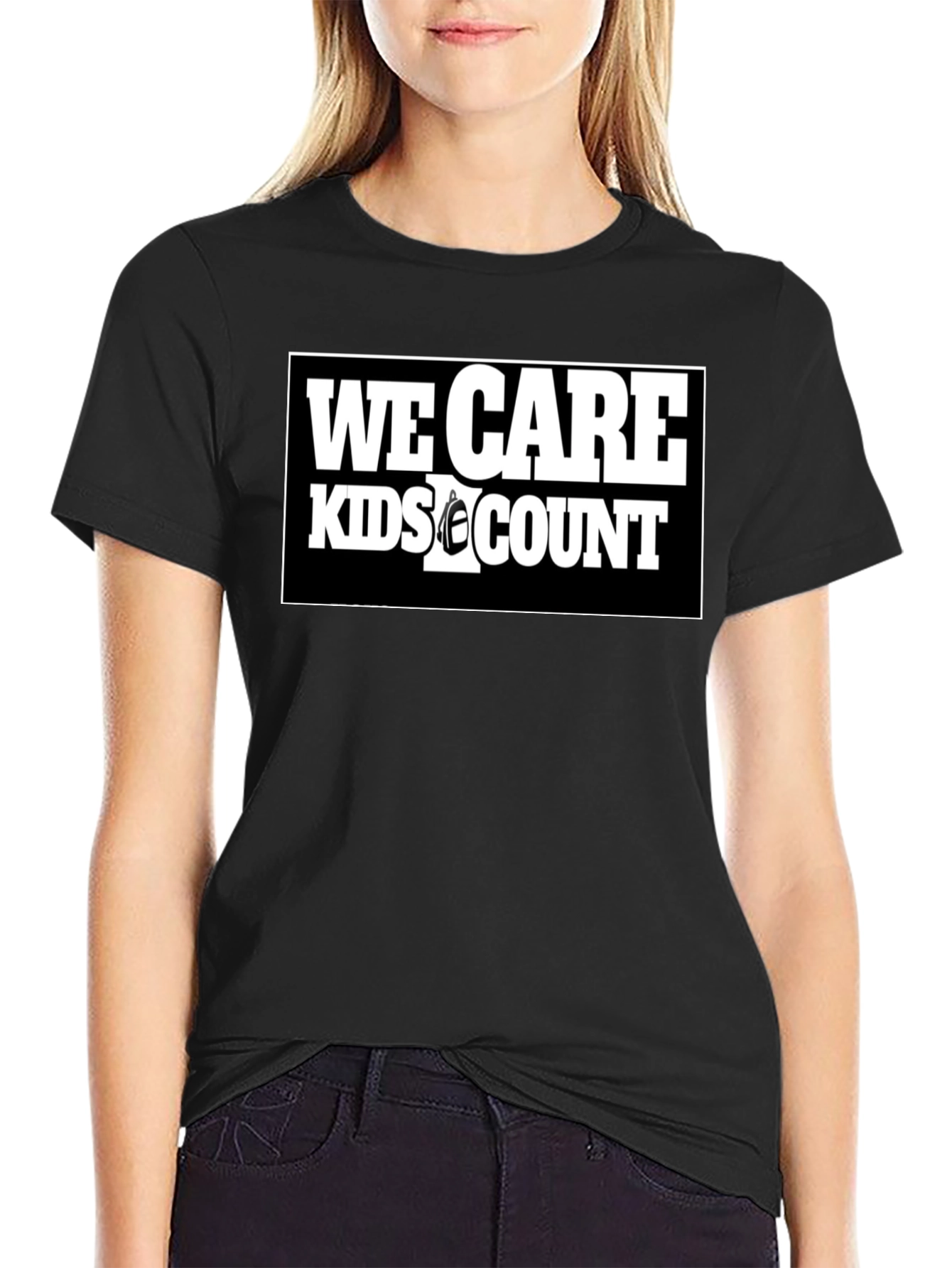 We Care Kids Count Black T-Shirt
