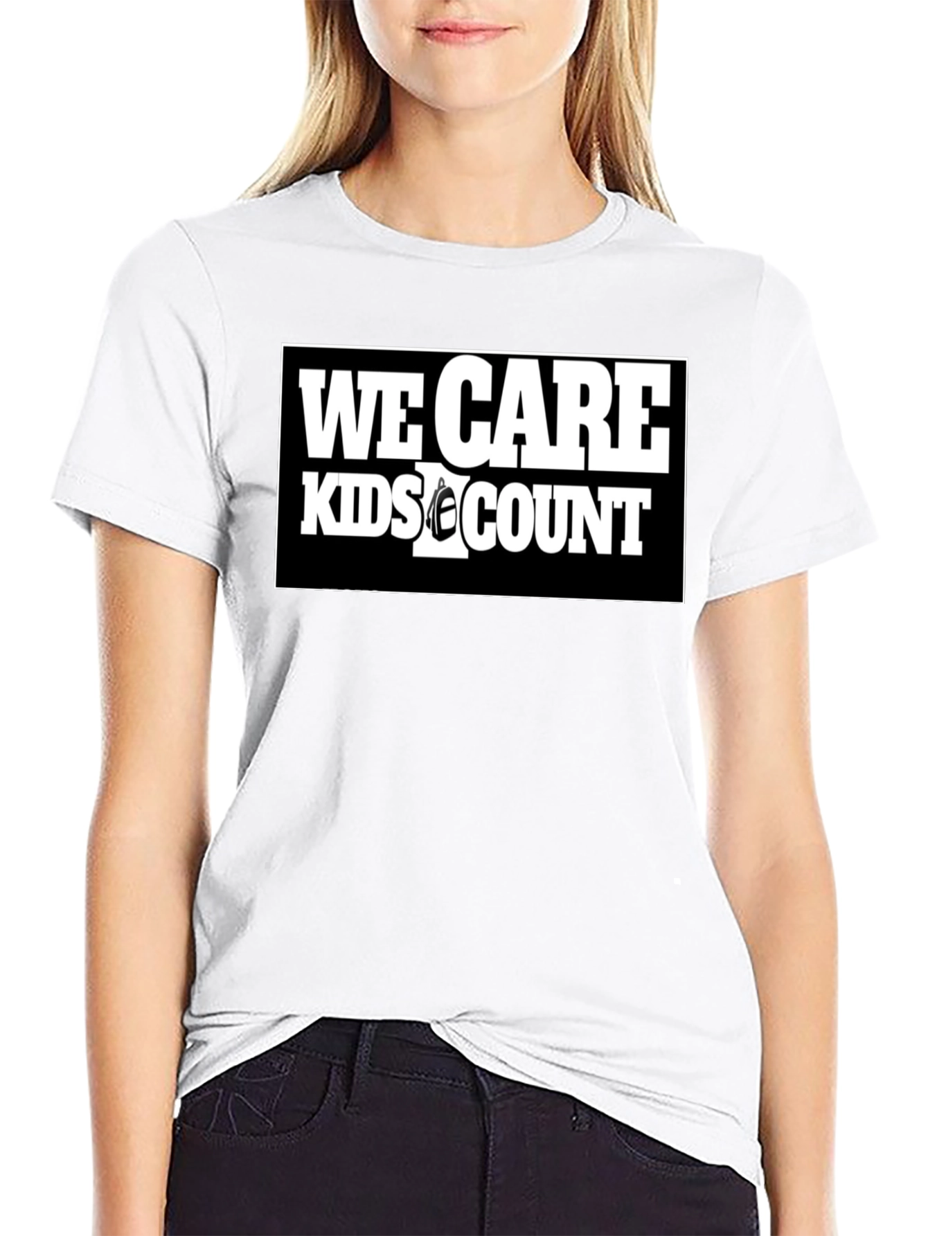 We Care Kids Count Black T-Shirt