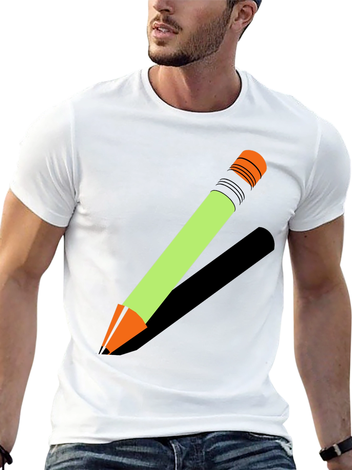 Pencil Graphic Tee - Black Cotton T-Shirt