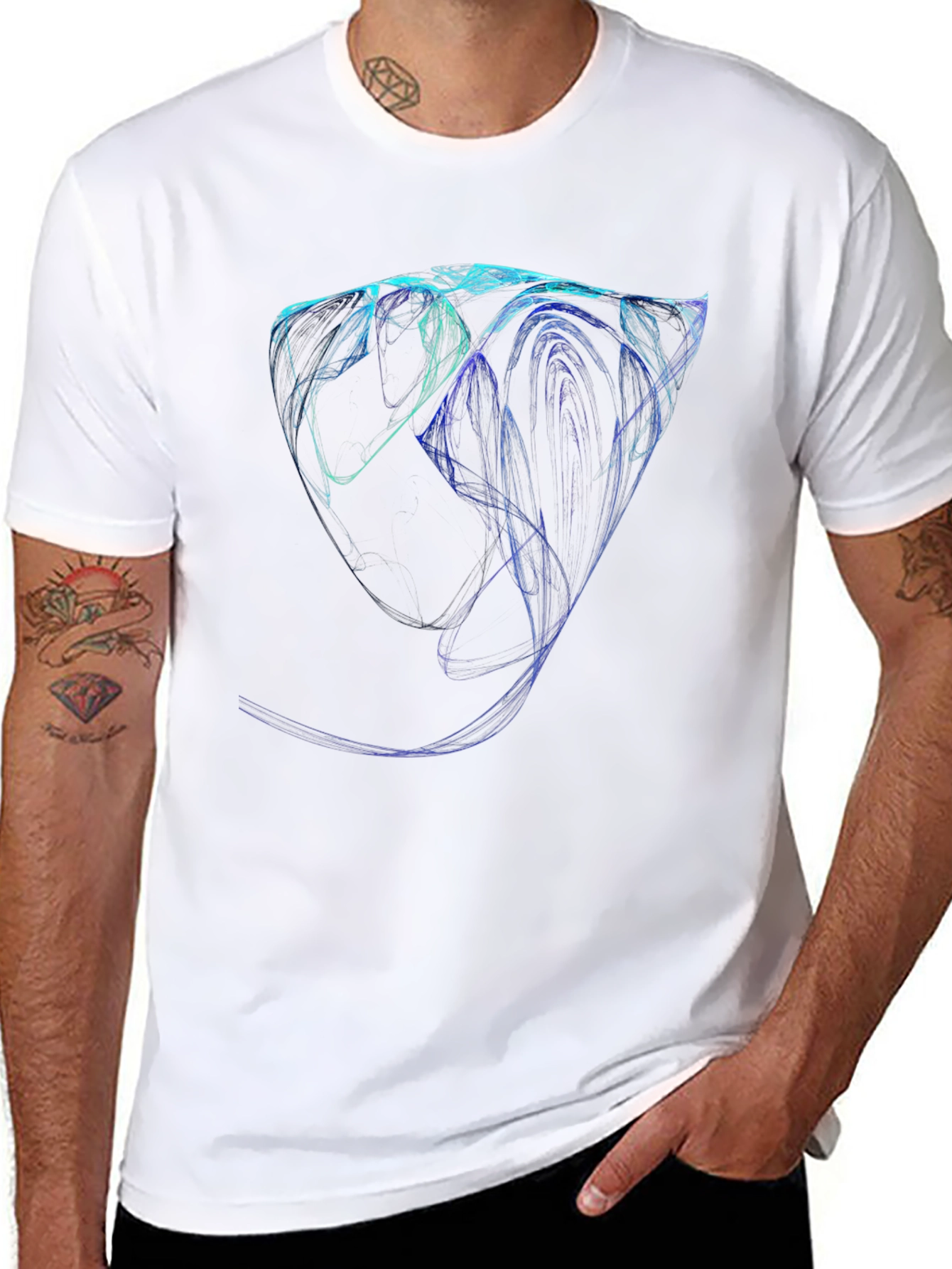 Abstract Lines Black Tee
