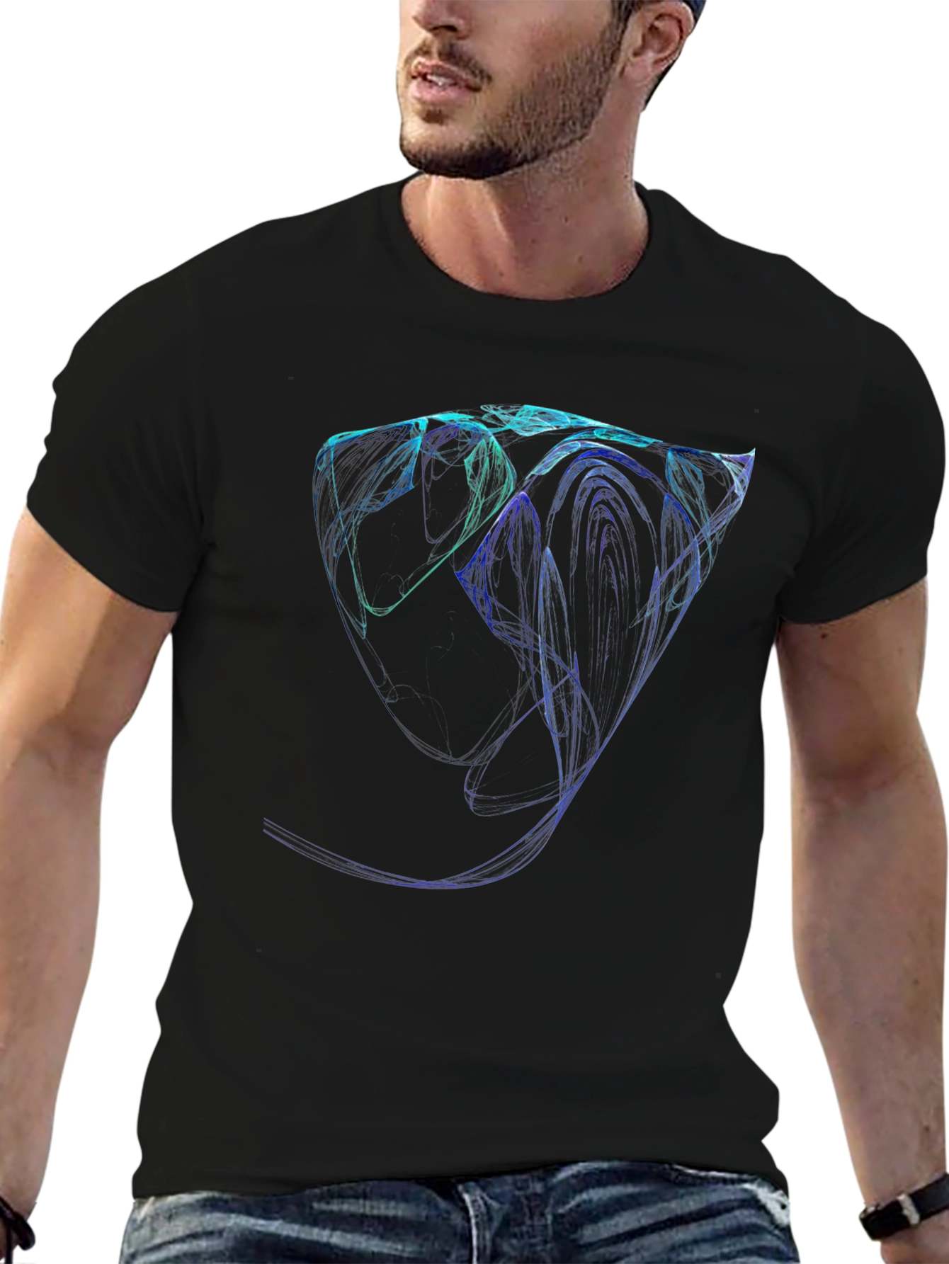 Abstract Lines Black Tee