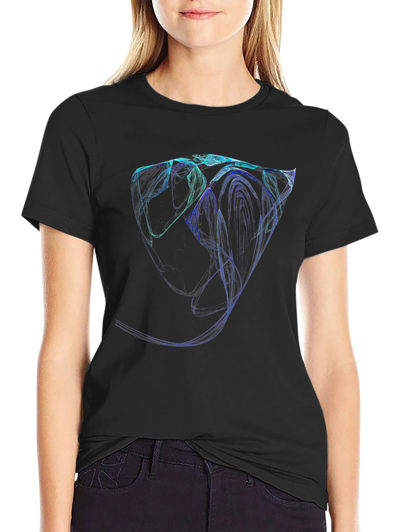 Abstract Lines Black Tee