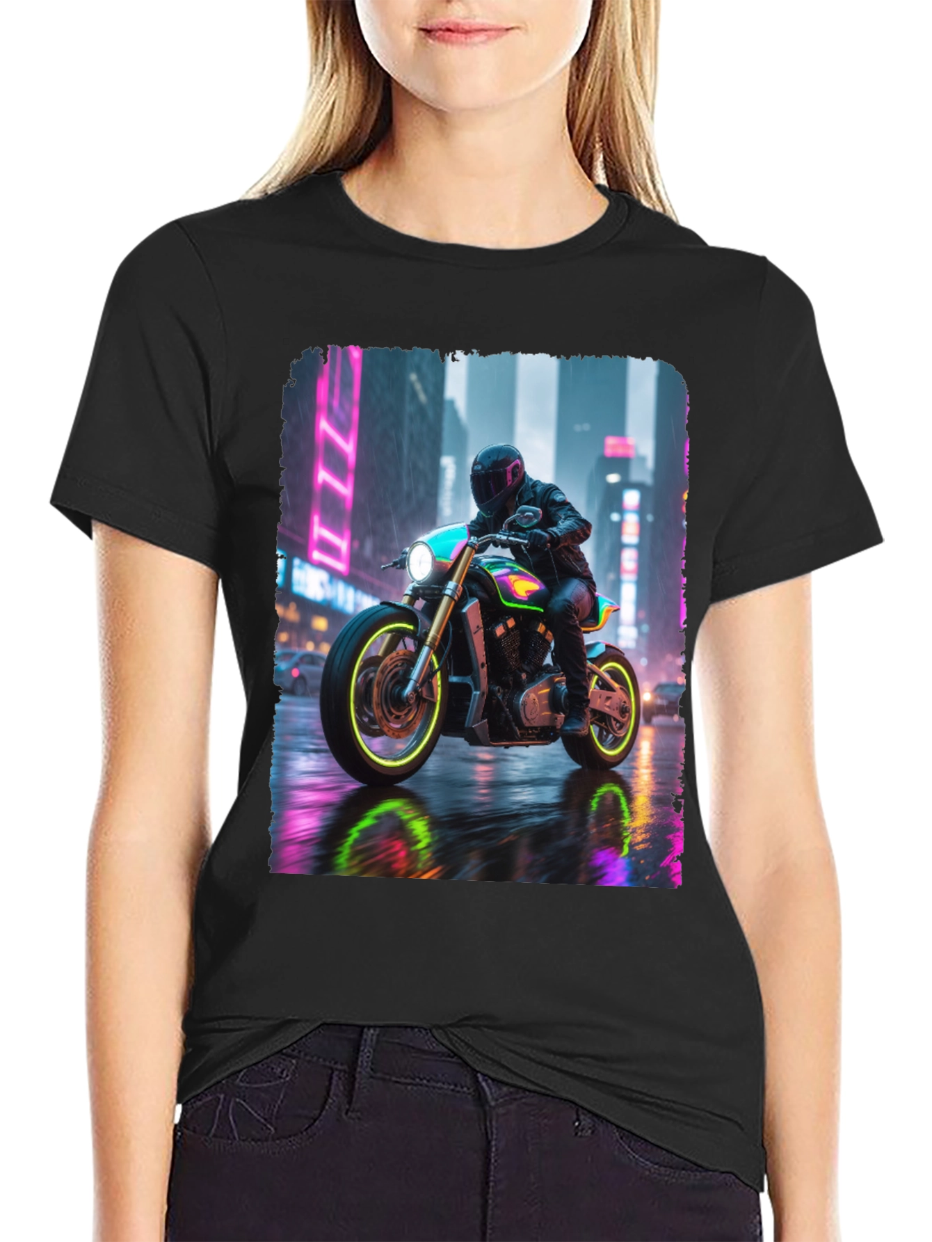 Neon Rider Tee - Urban Motorcycle Design