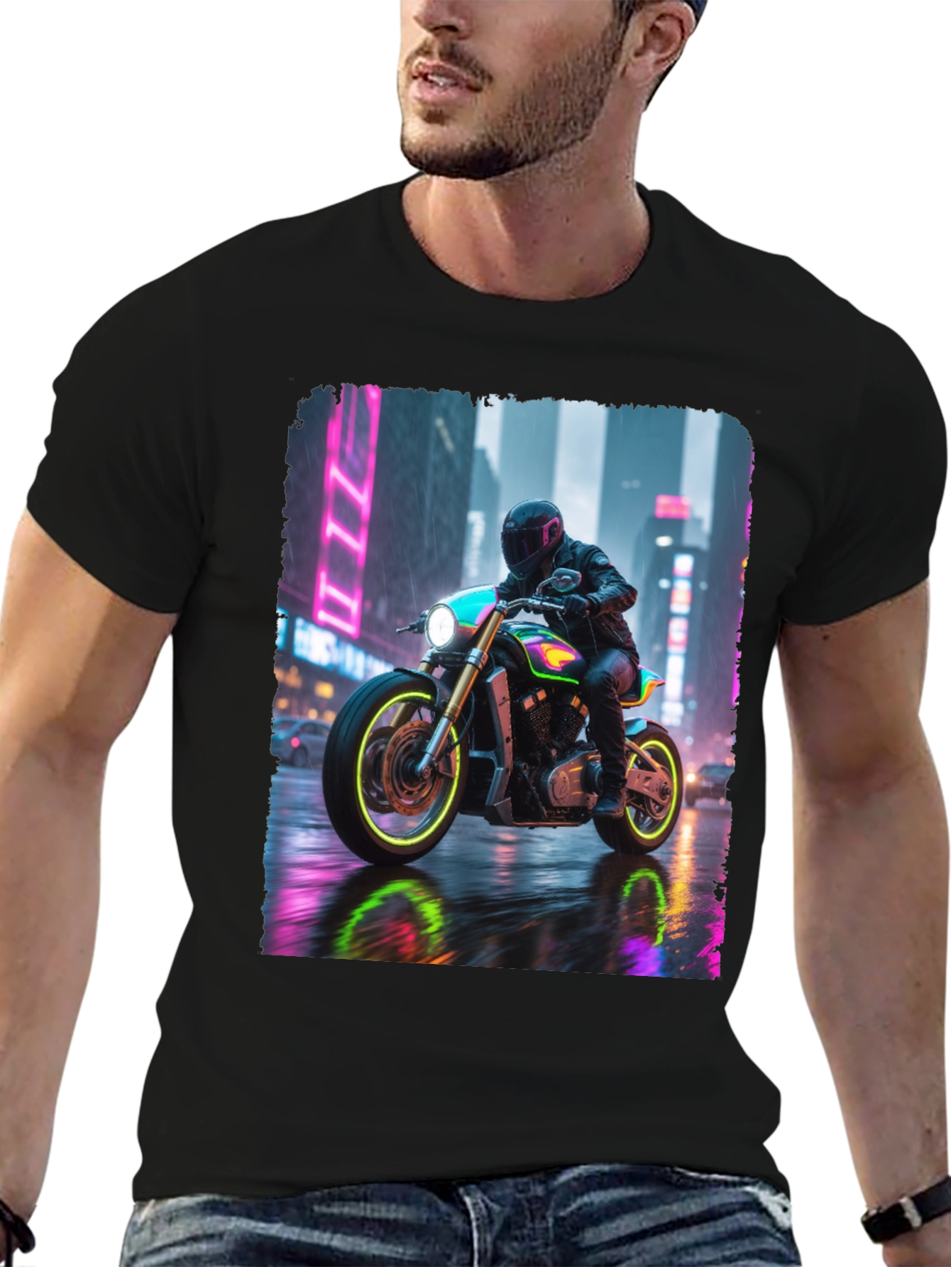 Neon Rider Tee - Urban Motorcycle Design