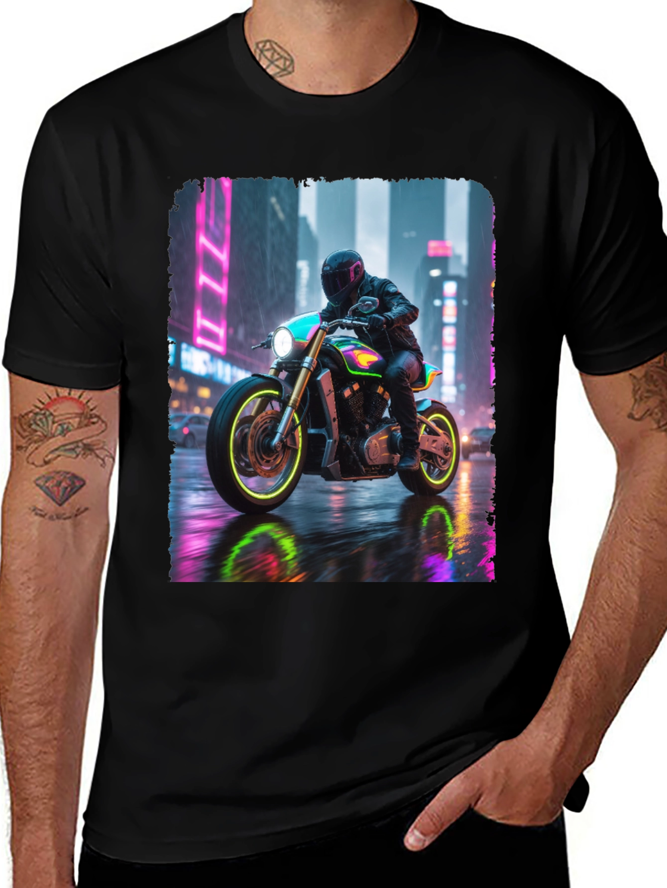 Neon Rider Tee - Urban Motorcycle Design