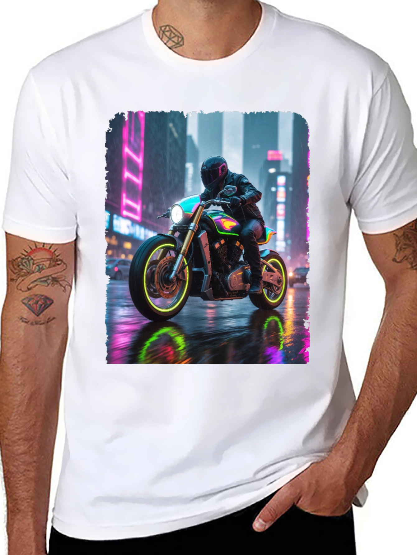 Neon Rider Tee - Urban Motorcycle Design