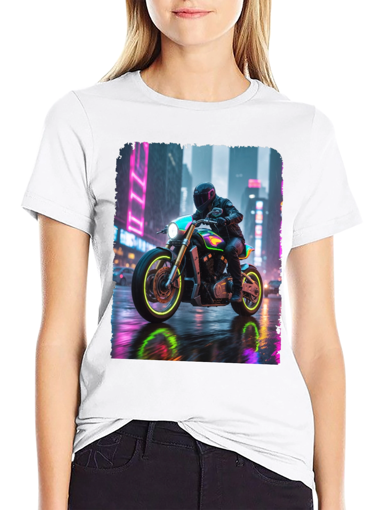 Neon Rider Tee - Urban Motorcycle Design