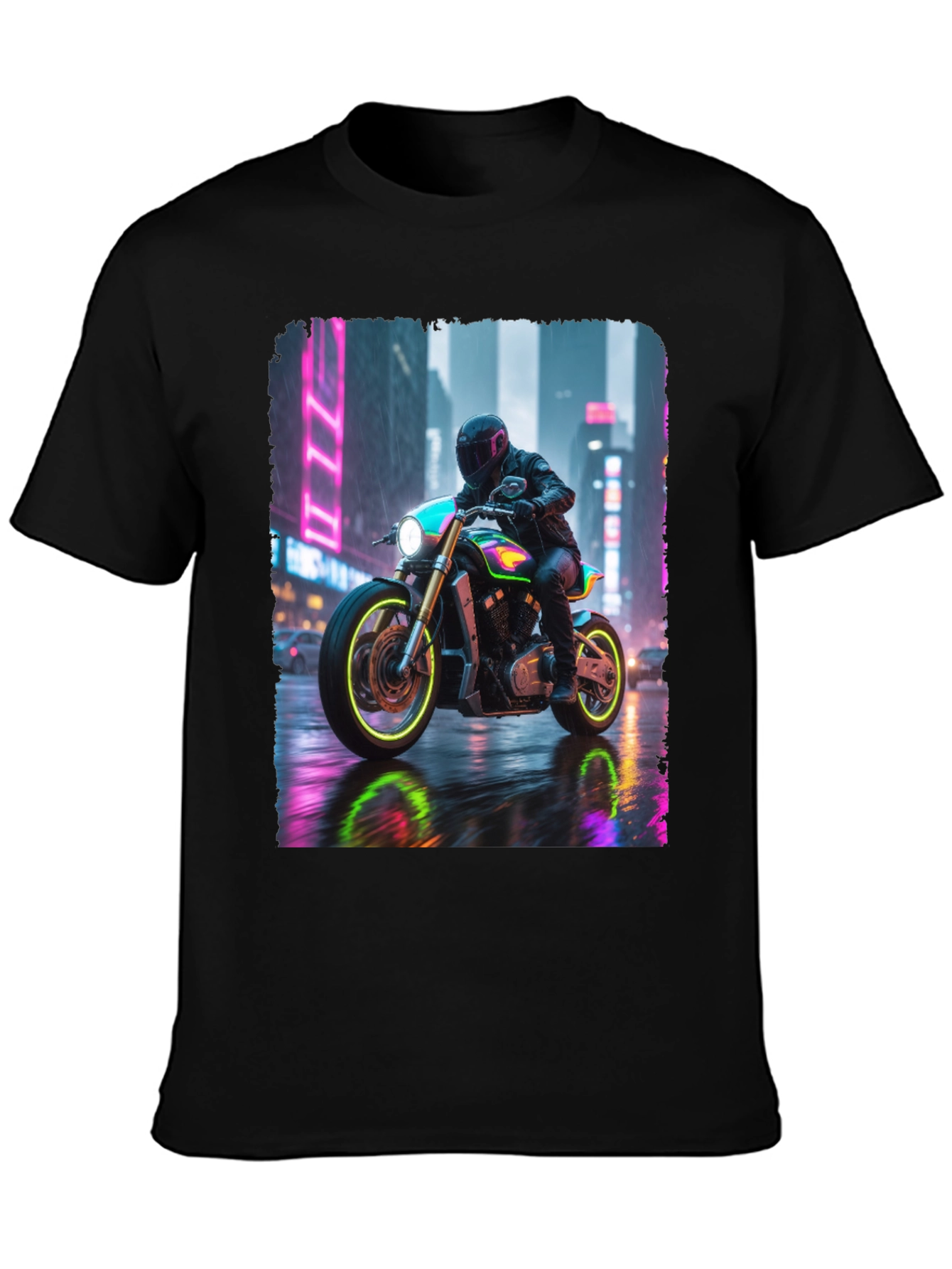 Neon Rider Tee - Urban Motorcycle Design
