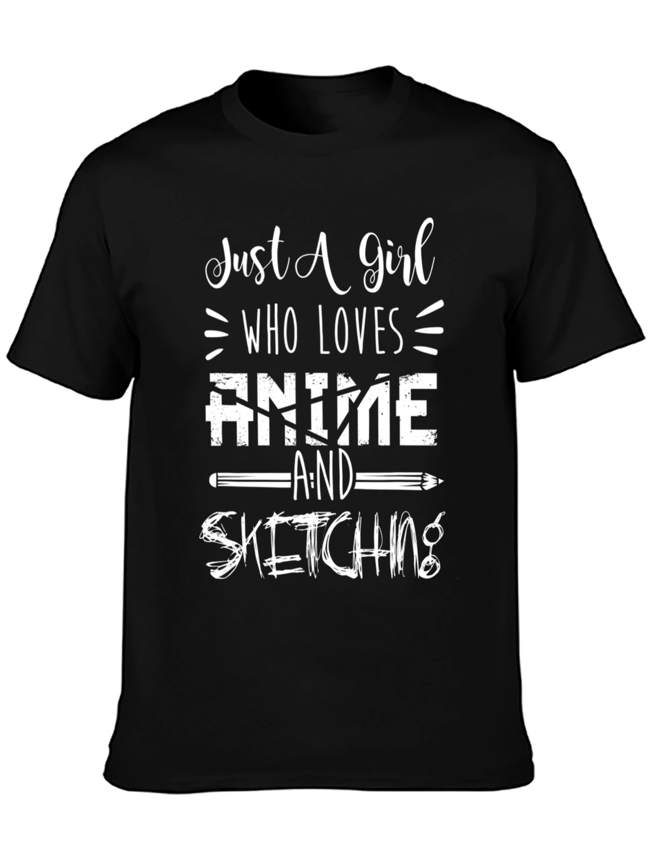 Anime & Sketching Black Graphic Tee